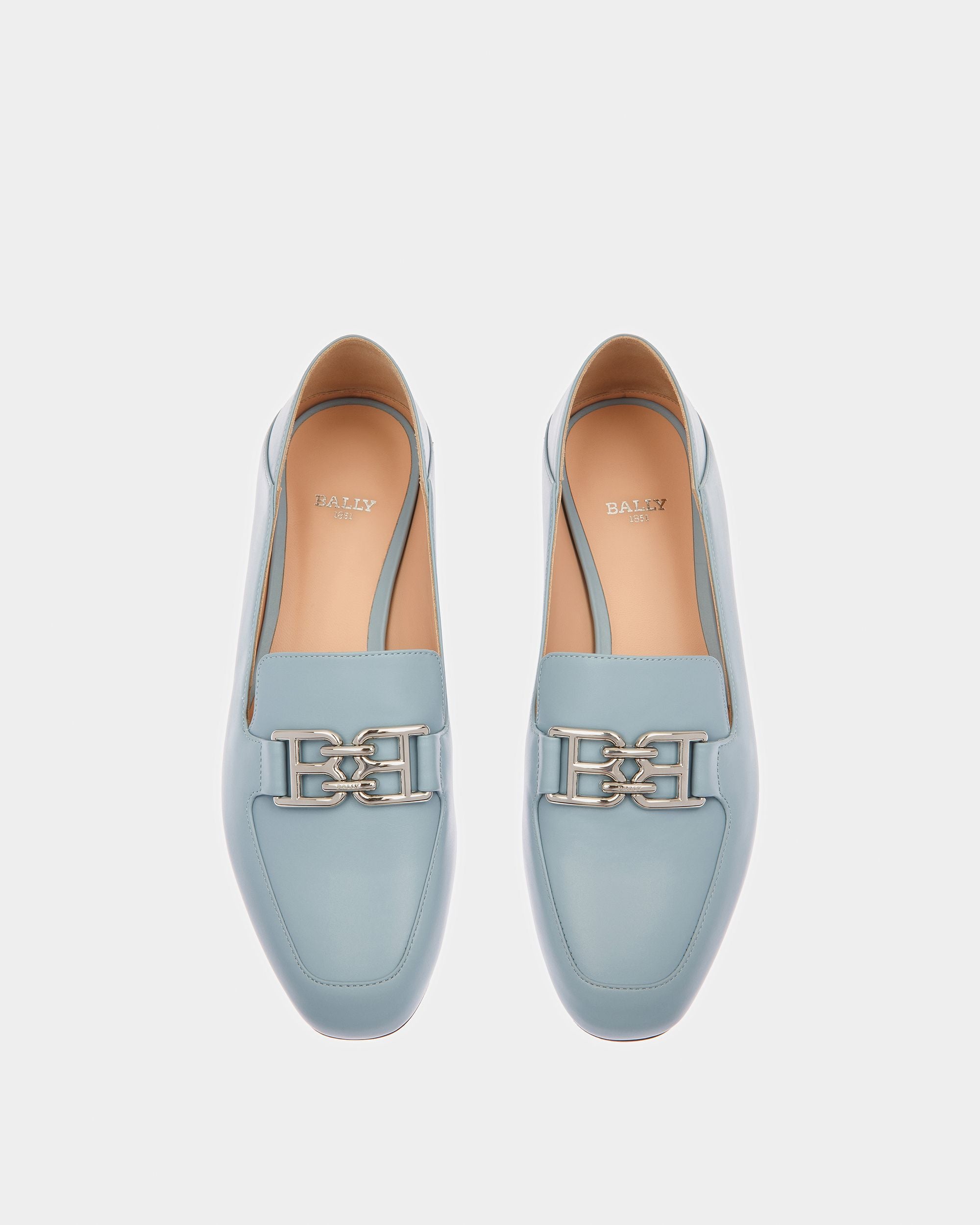 Ellah Leather Loafers In Light Blue - Women's - Bally - 02