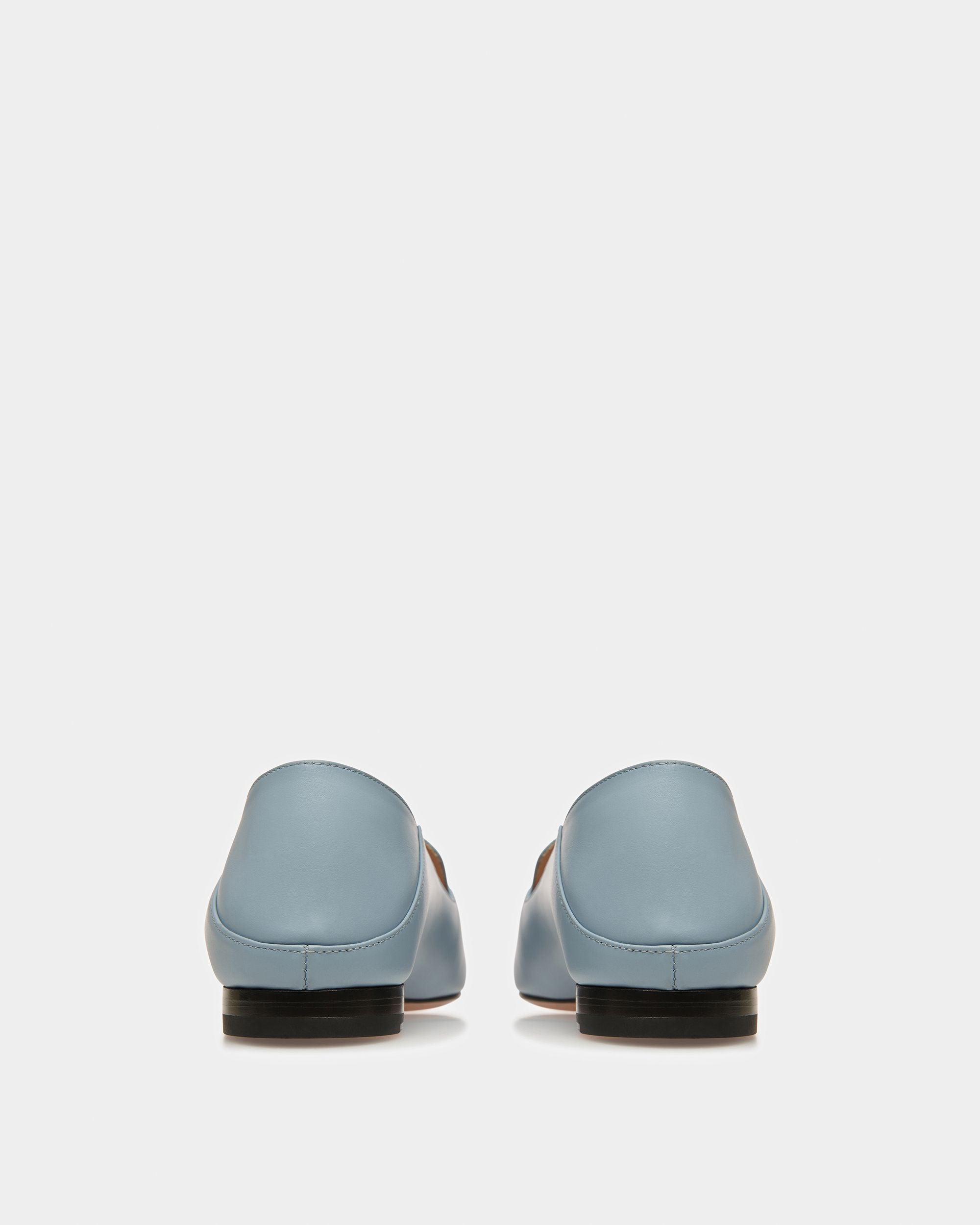 Ellah Leather Loafers In Light Blue - Women's - Bally - 04