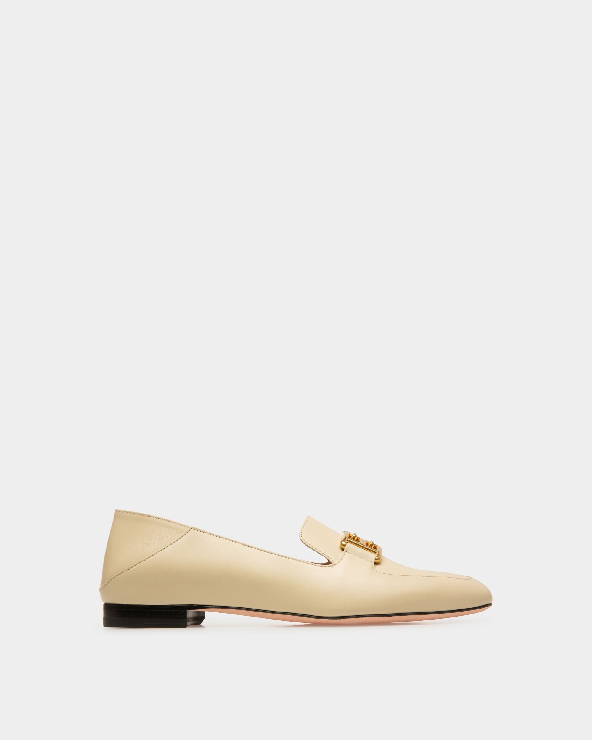 Ellah Flat Leather Loafers In Beige - Women's - Bally - 01