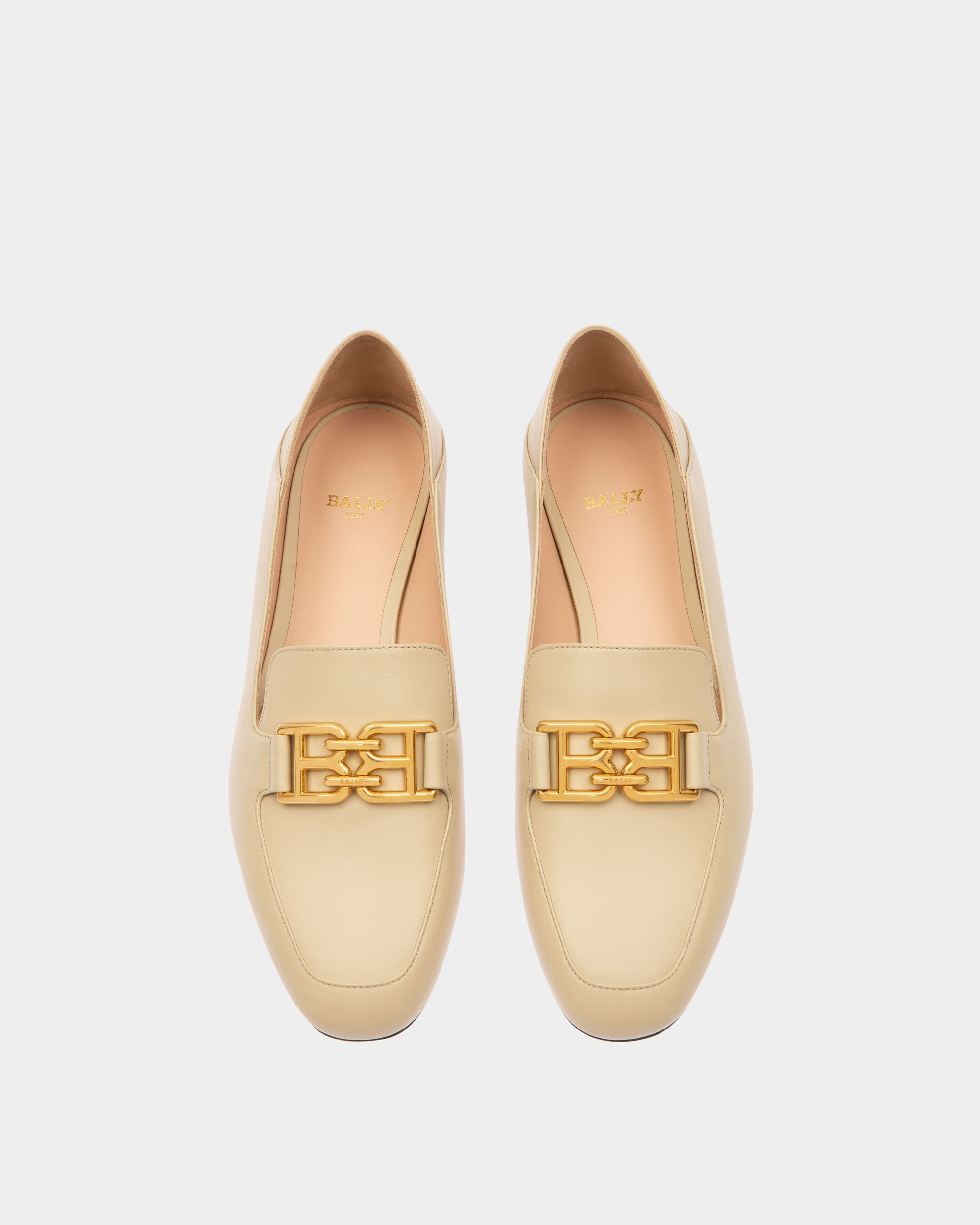 Ellah Flat Leather Loafers In Beige - Women's - Bally - 03