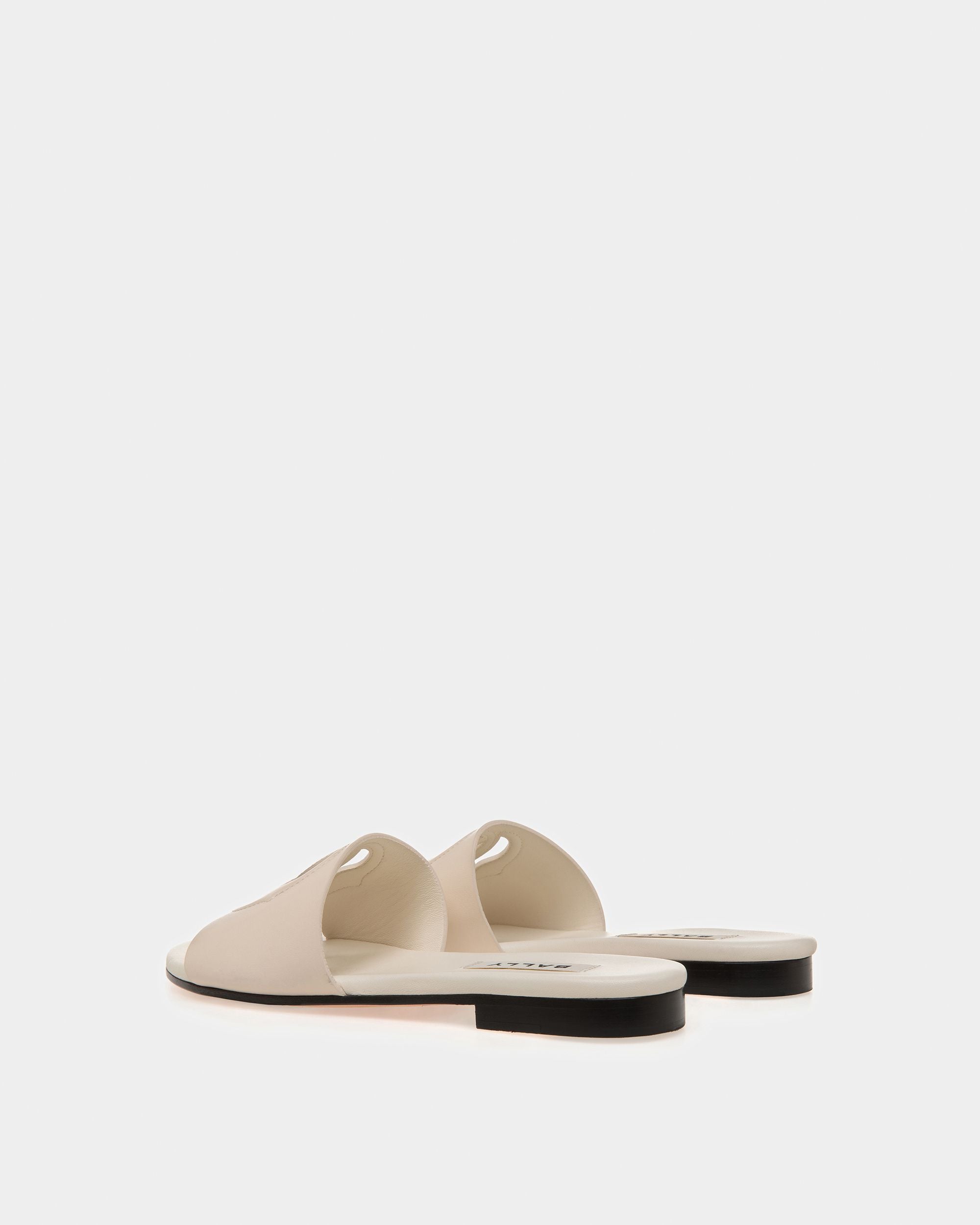 Emblem Slides In Bone Leather - Women's - Bally - 03