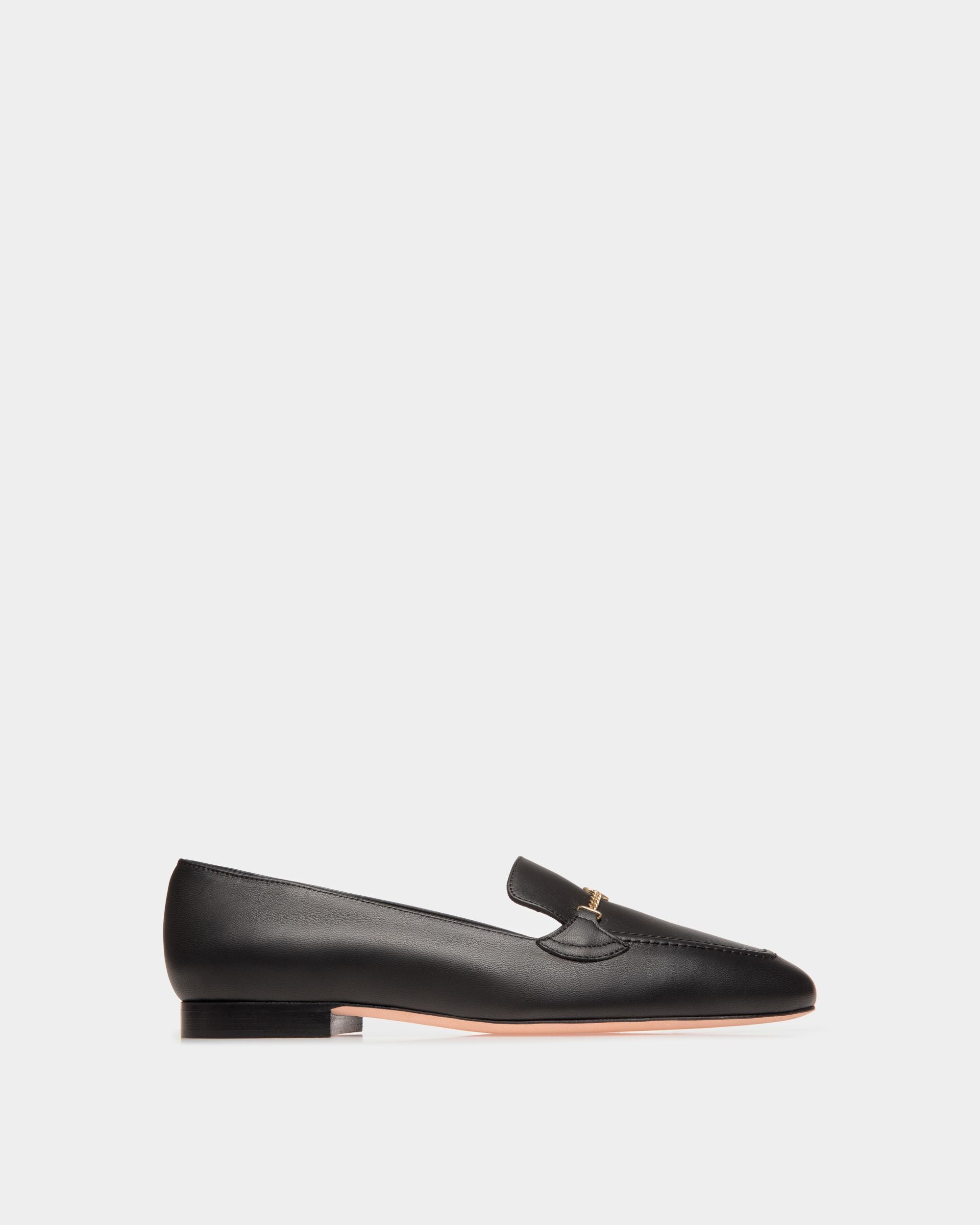 Daily Emblem Loafer in Black Leather - Women's - Bally - 01