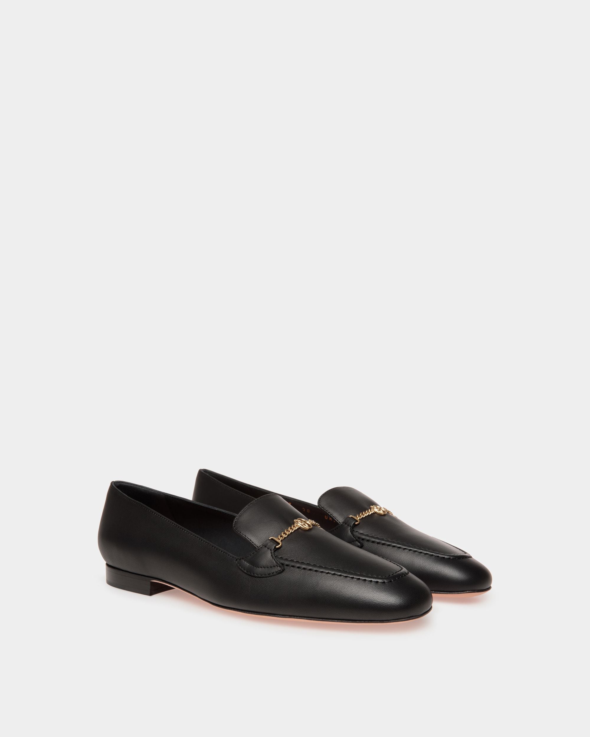 Daily Emblem Loafer in Black Leather - Women's - Bally - 02