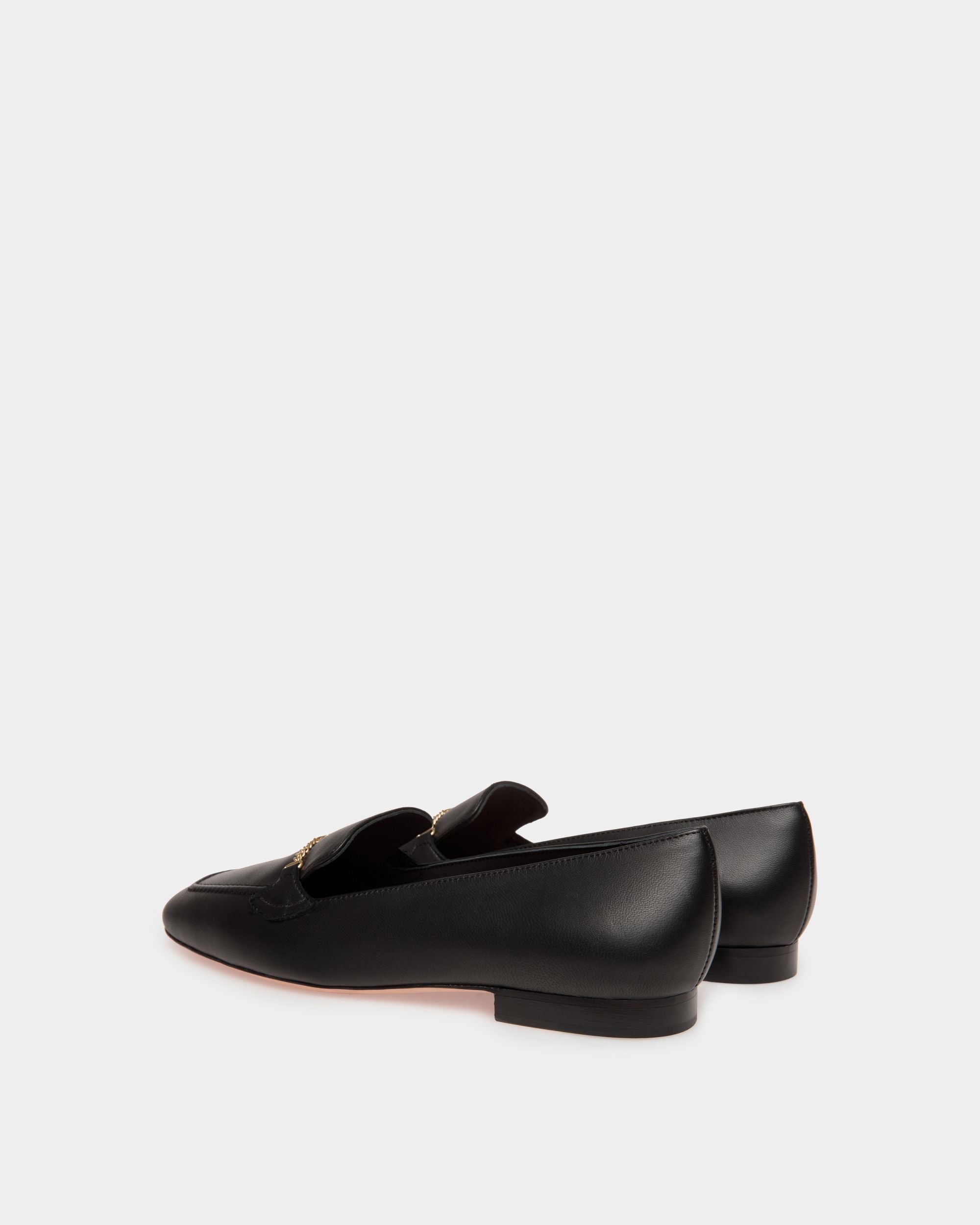 Daily Emblem Loafer in Black Leather - Women's - Bally - 03