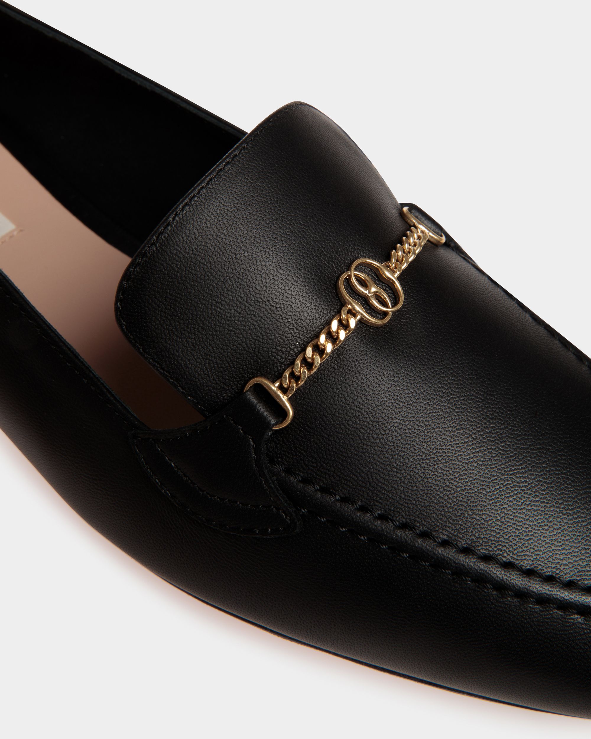 Daily Emblem Loafer in Black Leather - Women's - Bally - 04