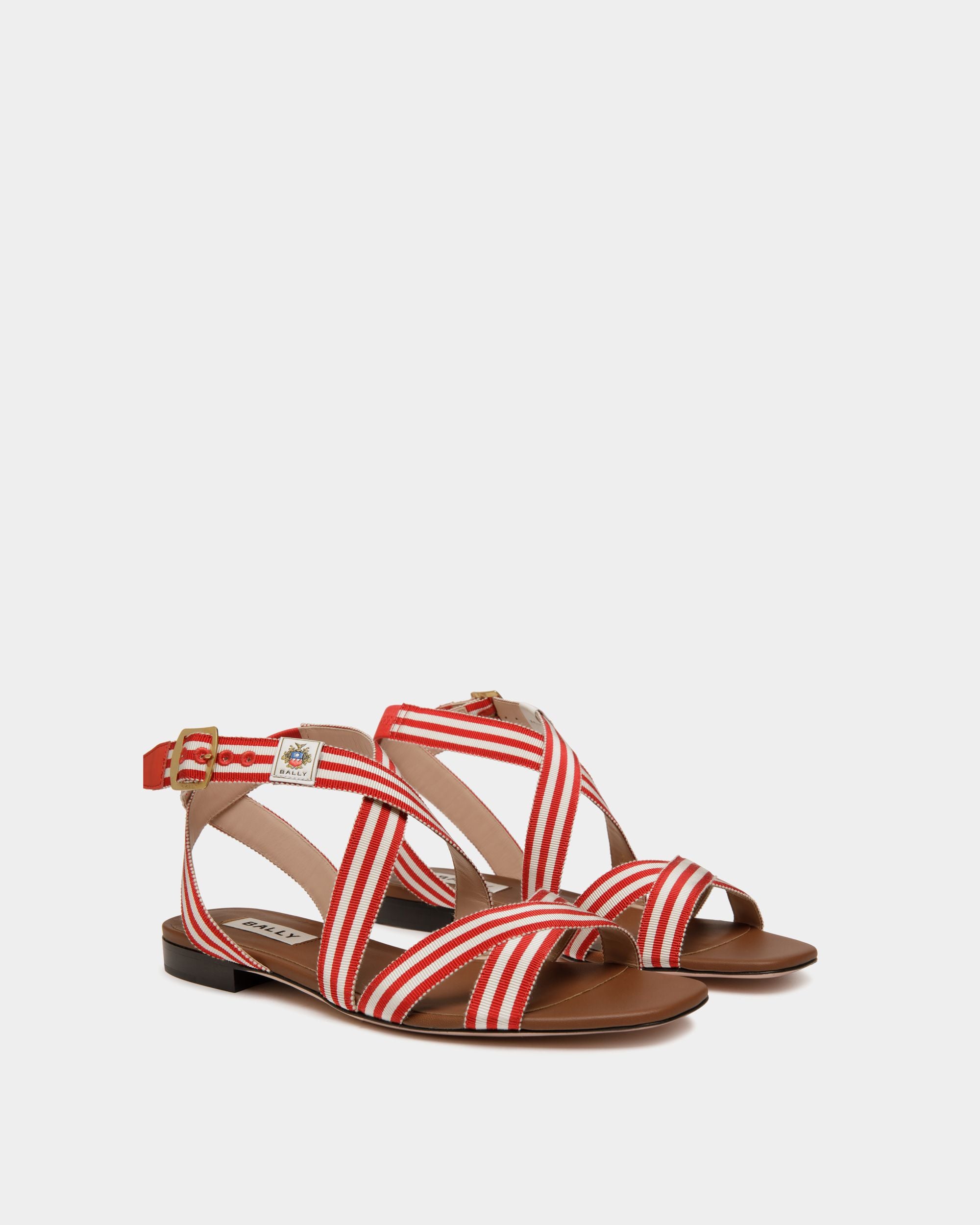 Sylt Flat Sandal in Red Fabric - Women's - Bally - 03