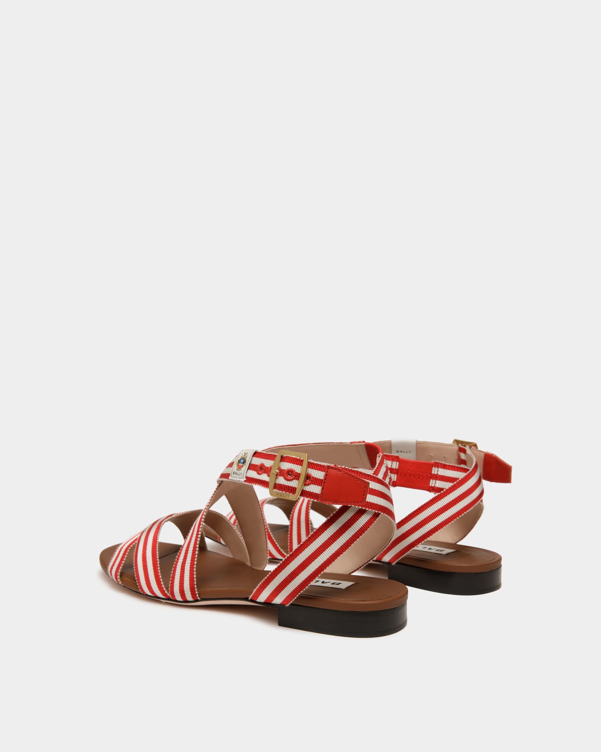 Sylt Flat Sandal in Red Fabric - Women's - Bally - 04