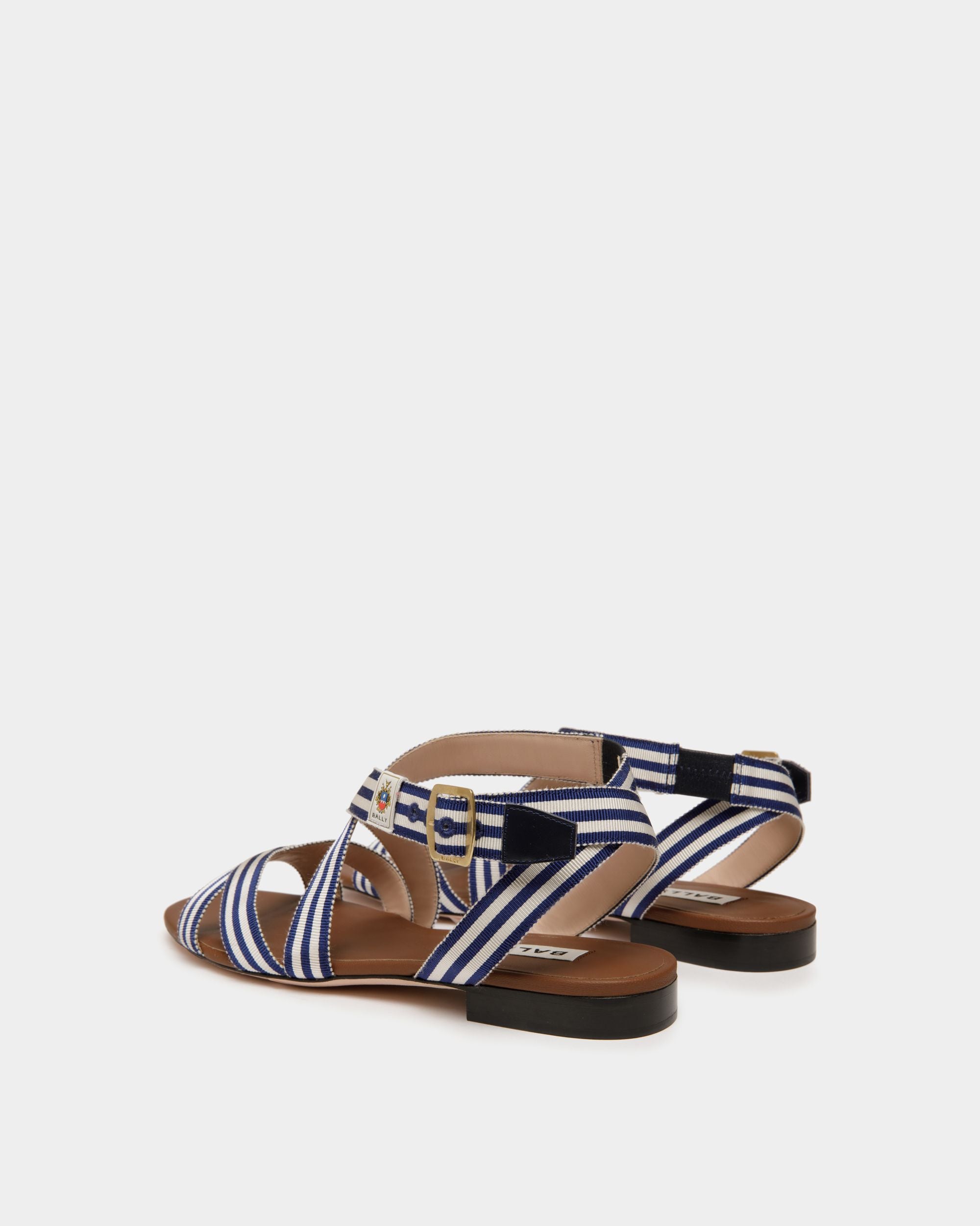 Sylt Flat Sandal in Navy Blue Fabric - Women's - Bally - 04