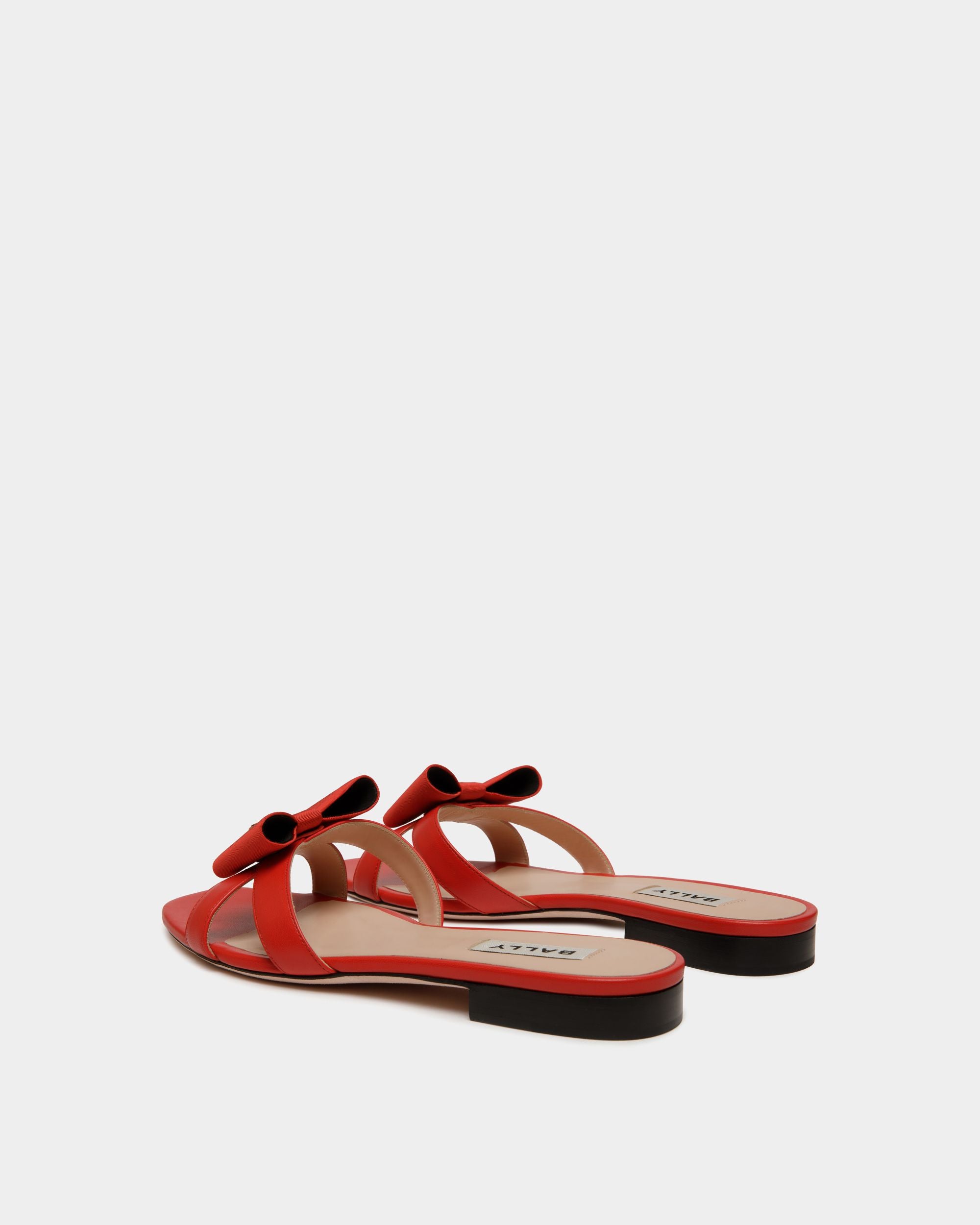 B-Bow Flat Sandal in Red Leather - Women's - Bally - 04