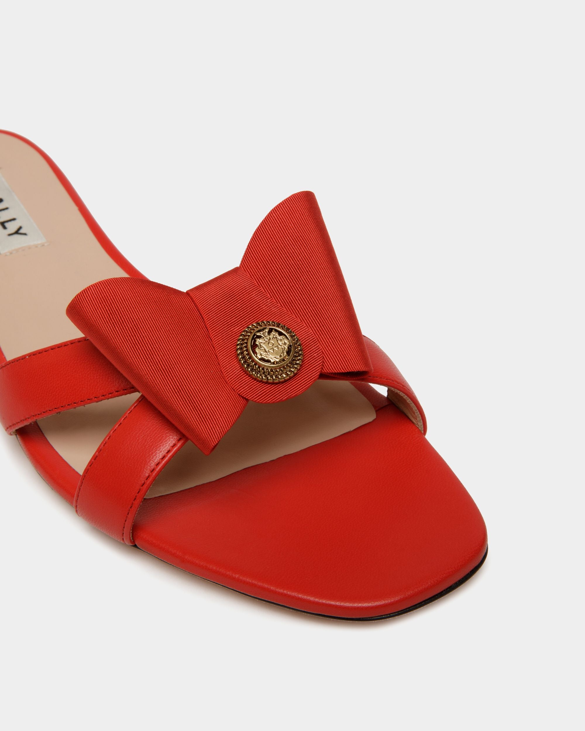 B-Bow Flat Sandal in Red Leather - Women's - Bally - 06