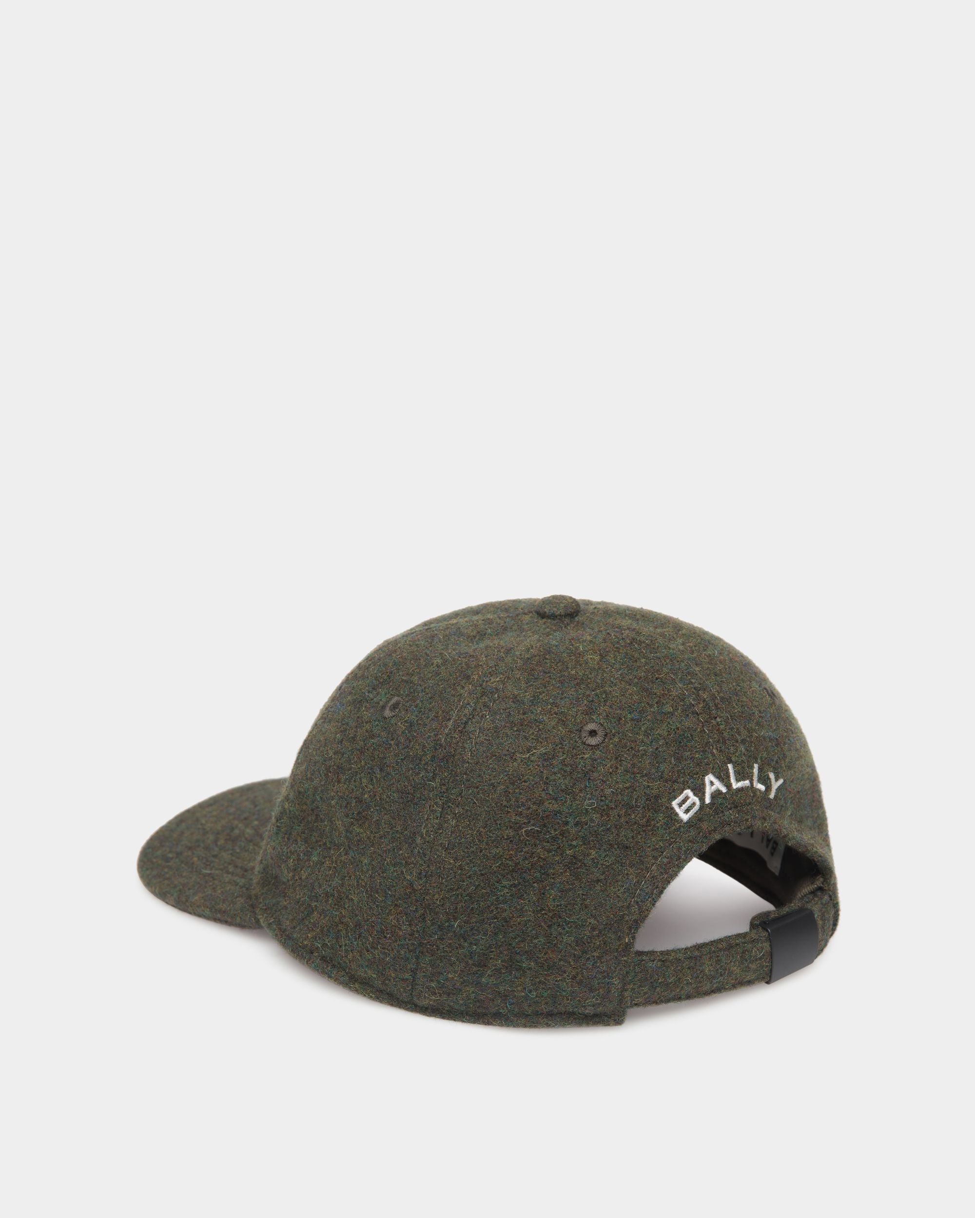 Winter Capsule Baseball Hat With Alpine Flowers in Dark Green Wool - Women's - Bally - 03