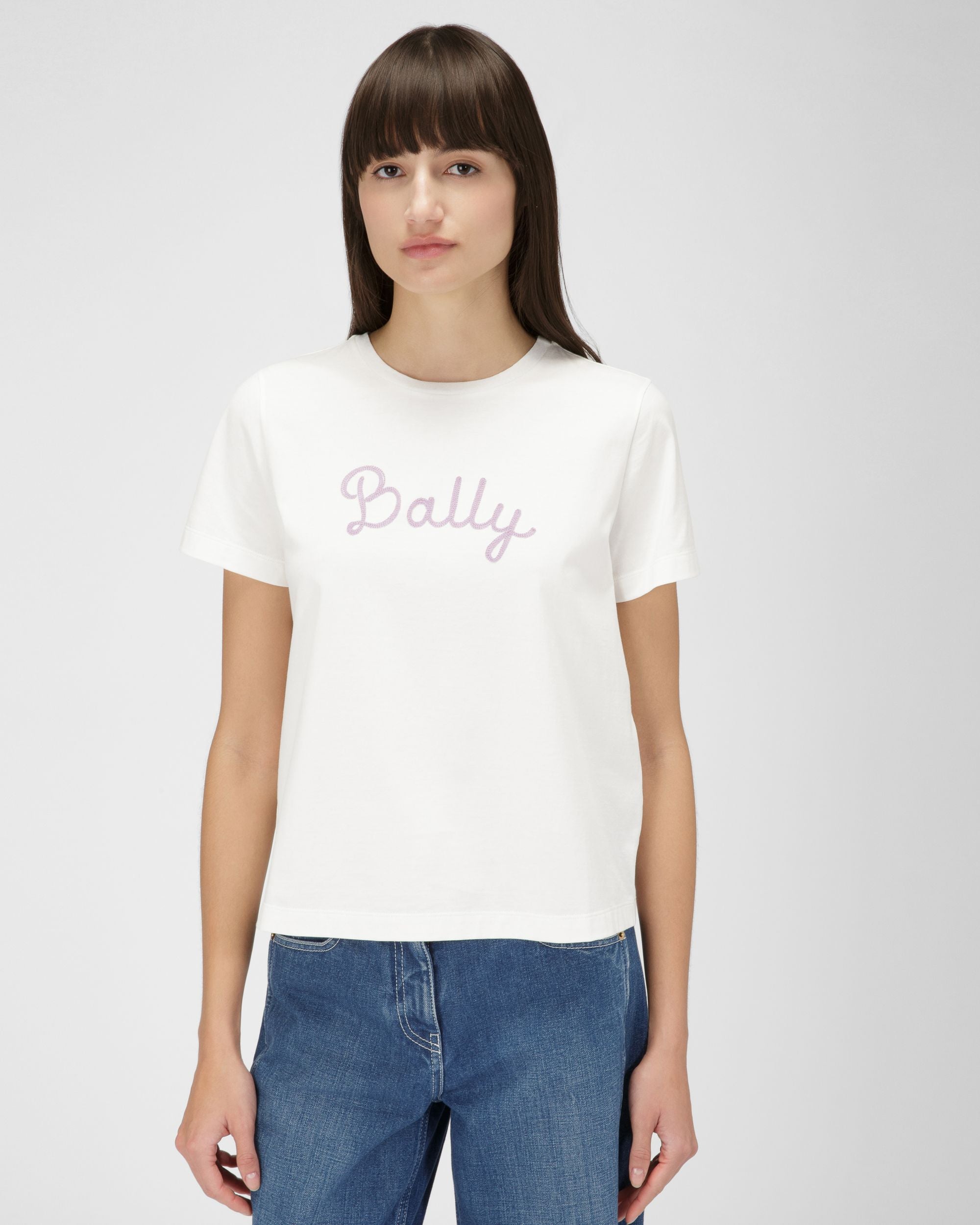 Organic Cotton T-Shirt In Bone - Women's - Bally - 01