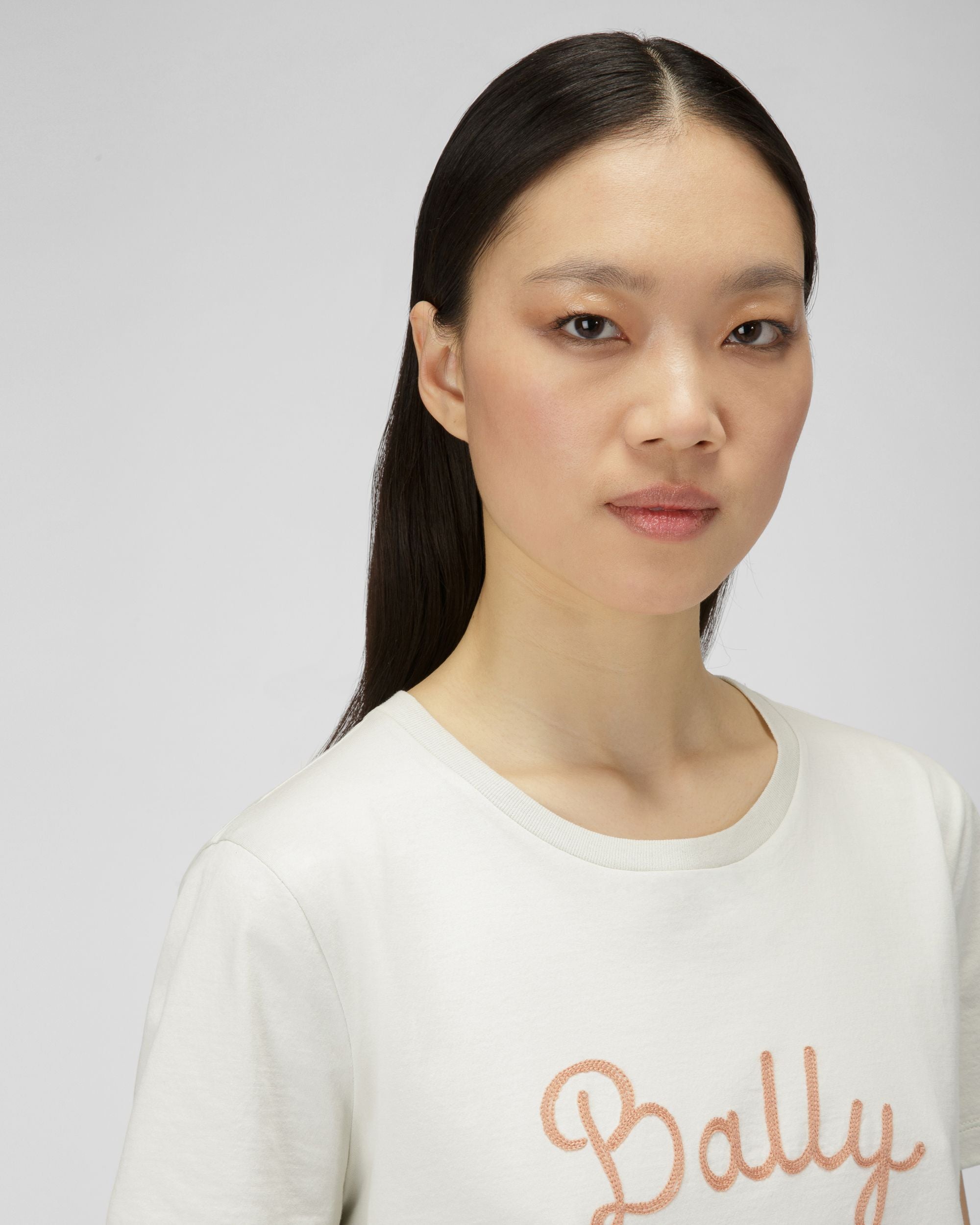 Cotton T-Shirt In Bone - Women's - Bally - 02