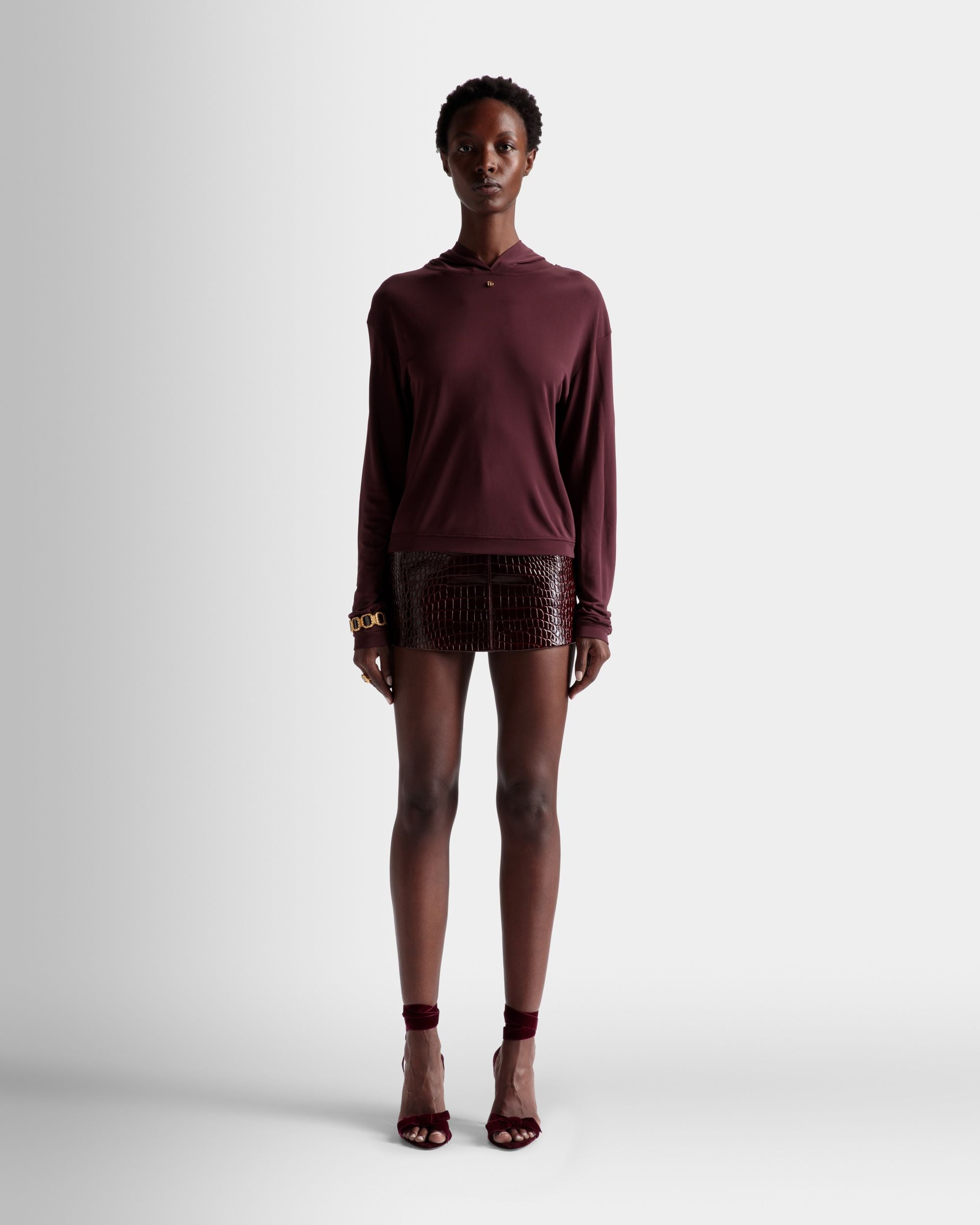 Hooded Sweatshirt In Burgundy Fabric - Women's - Bally - 02