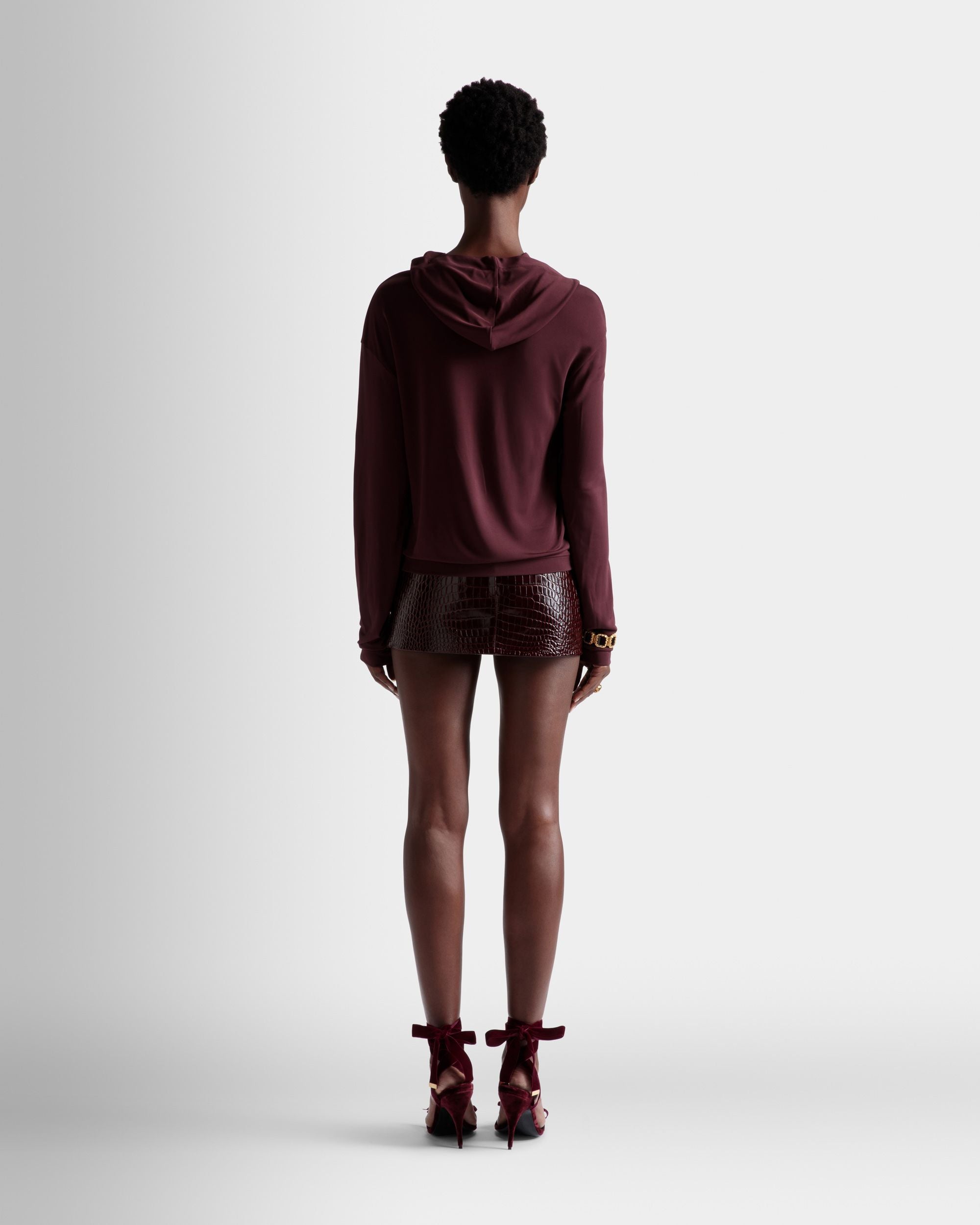 Hooded Sweatshirt In Burgundy Fabric - Women's - Bally - 06