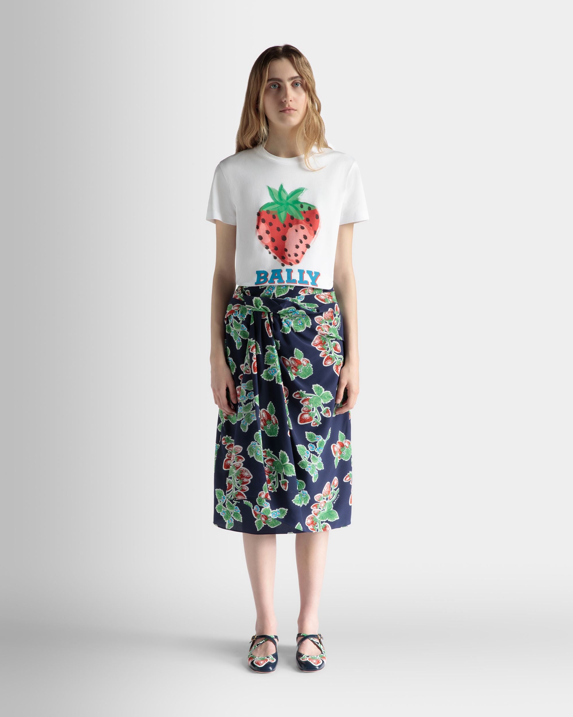 Printed T-Shirt in Strawberry Print Cotton - Women's - Bally - 02