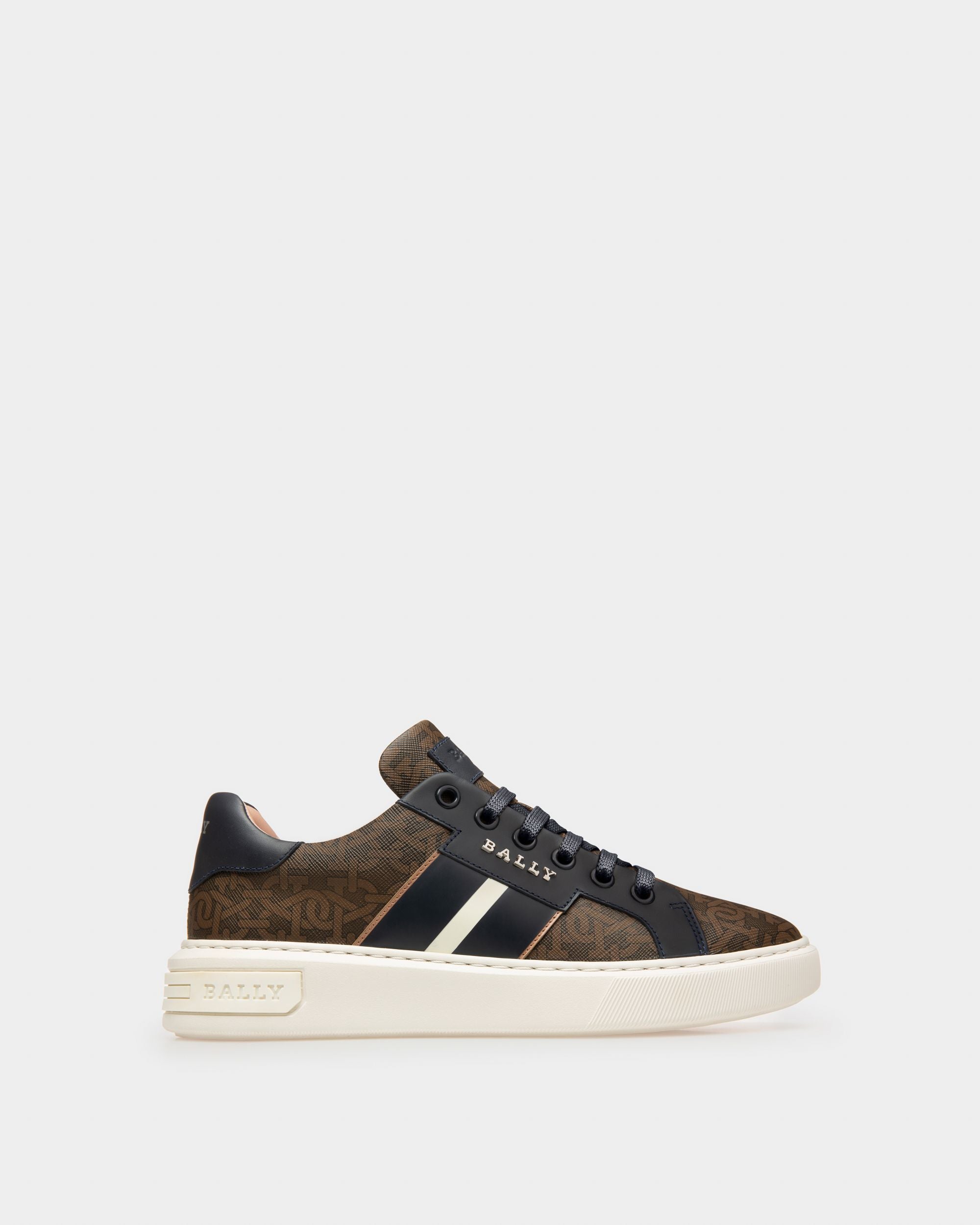 Myron Tpu & Leather Sneakers In Brown & Navy - Women's - Bally - 01