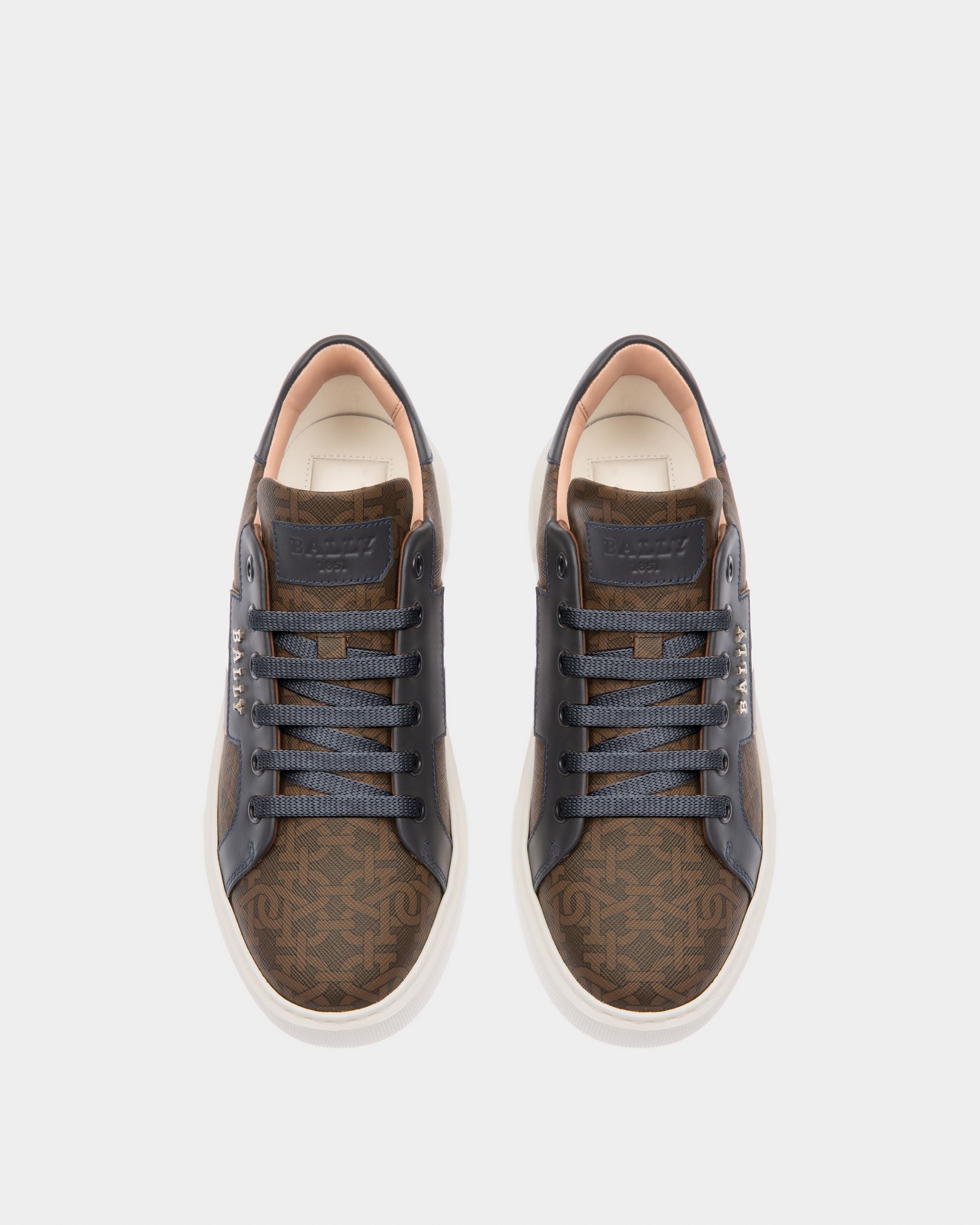 Myron Tpu & Leather Sneakers In Brown & Navy - Women's - Bally - 02
