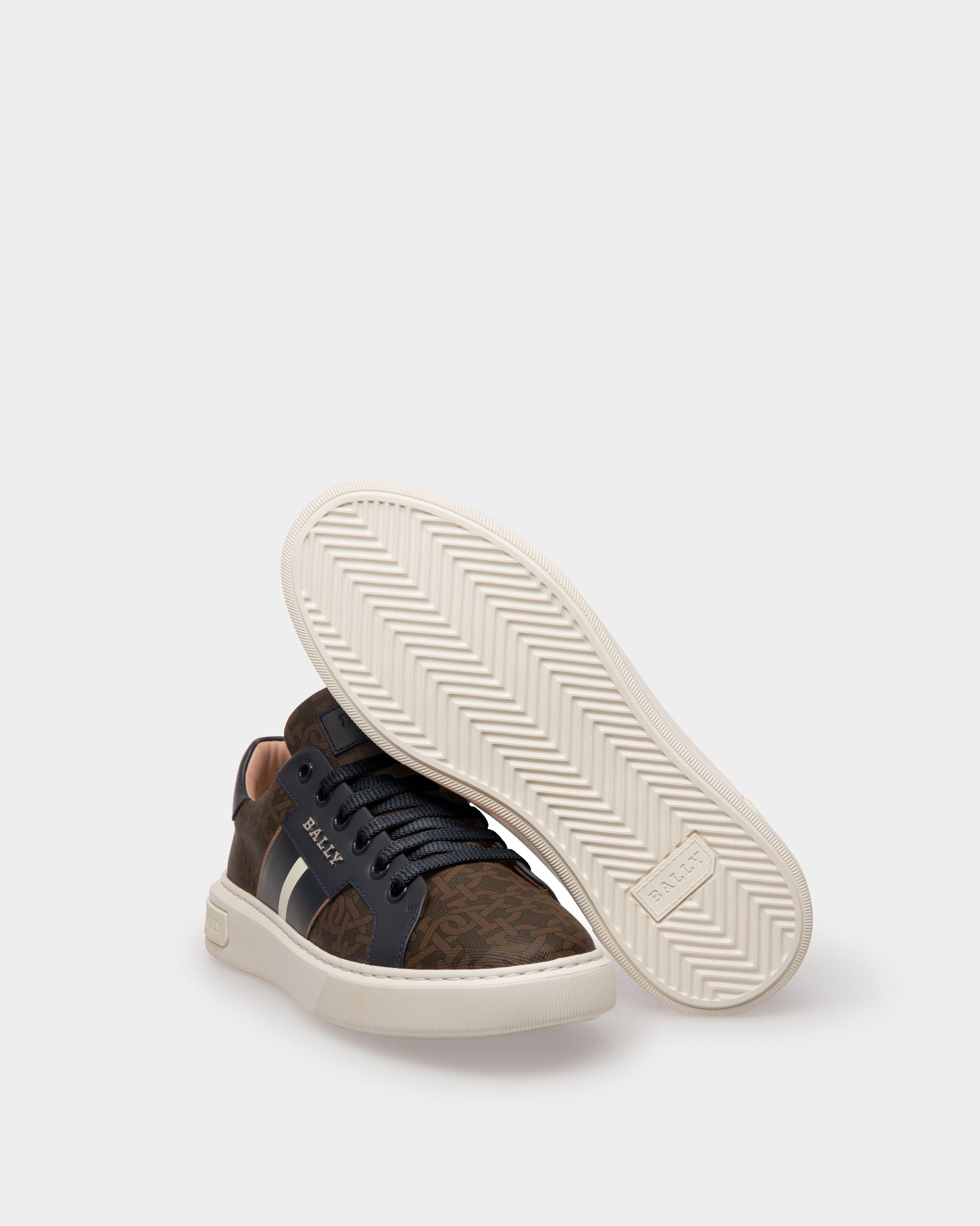 Myron Tpu & Leather Sneakers In Brown & Navy - Women's - Bally - 05