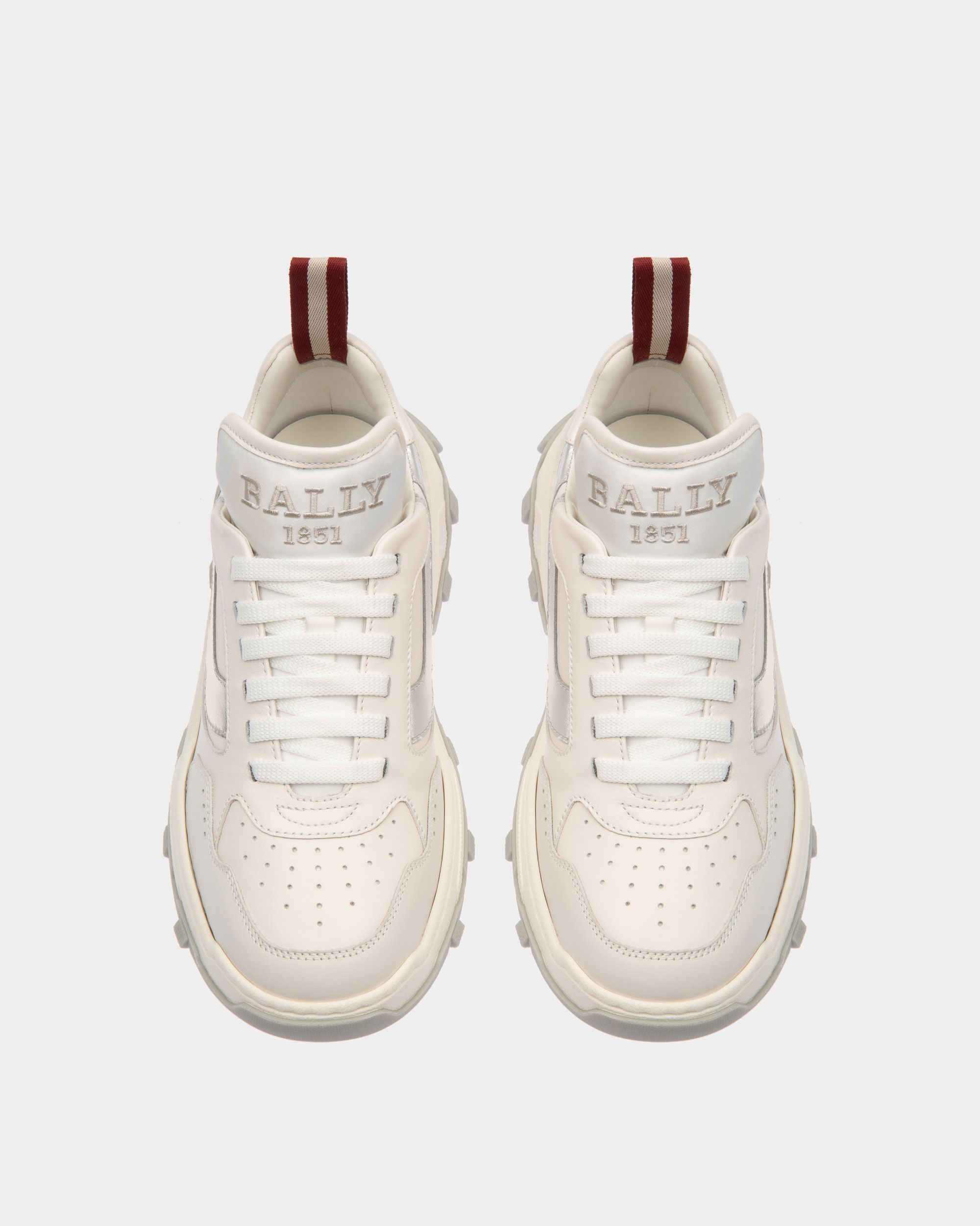 Holden Leather And Fabric Sneakers In White And Silver - Women's - Bally - 02