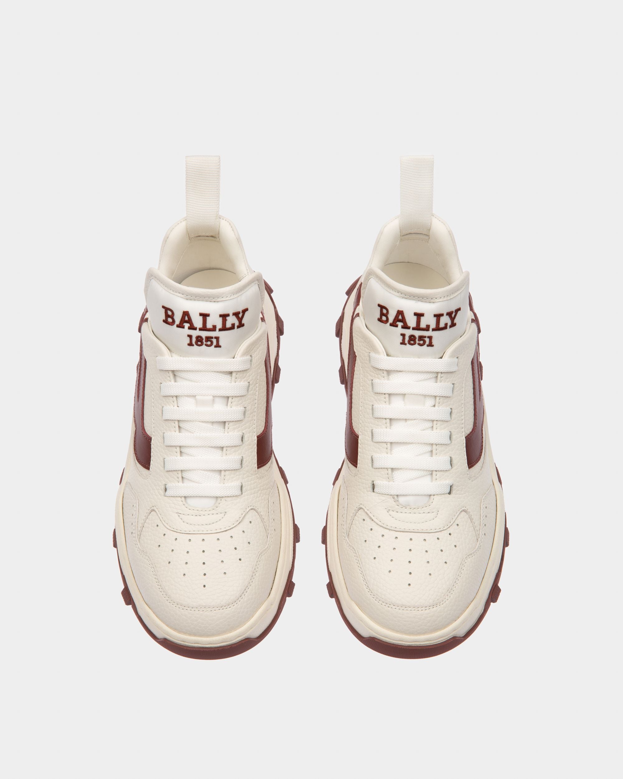 Holden Leather And Fabric Sneakers In White And Heritage Red - Women's - Bally - 02