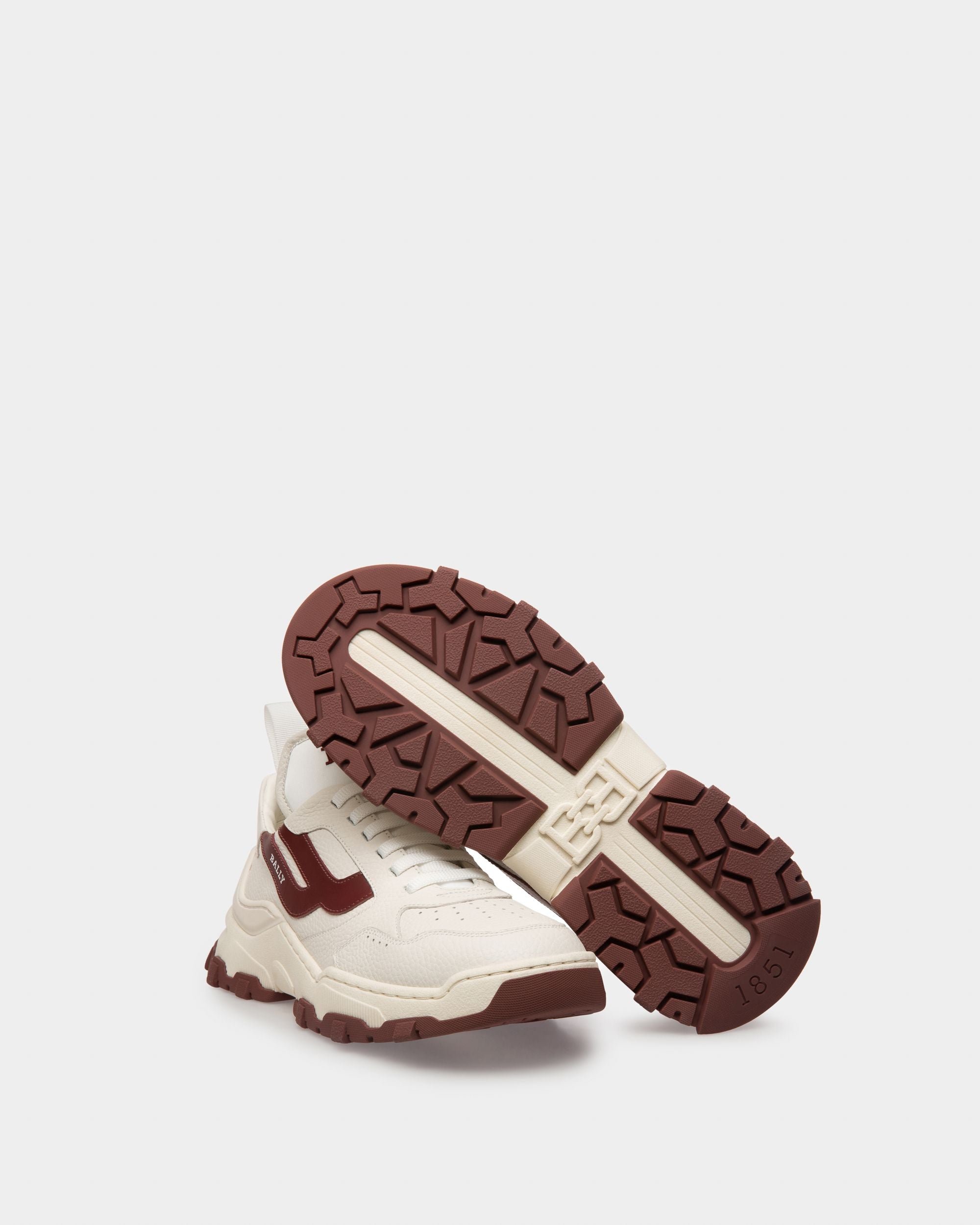 Holden Leather And Fabric Sneakers In White And Heritage Red - Women's - Bally - 05