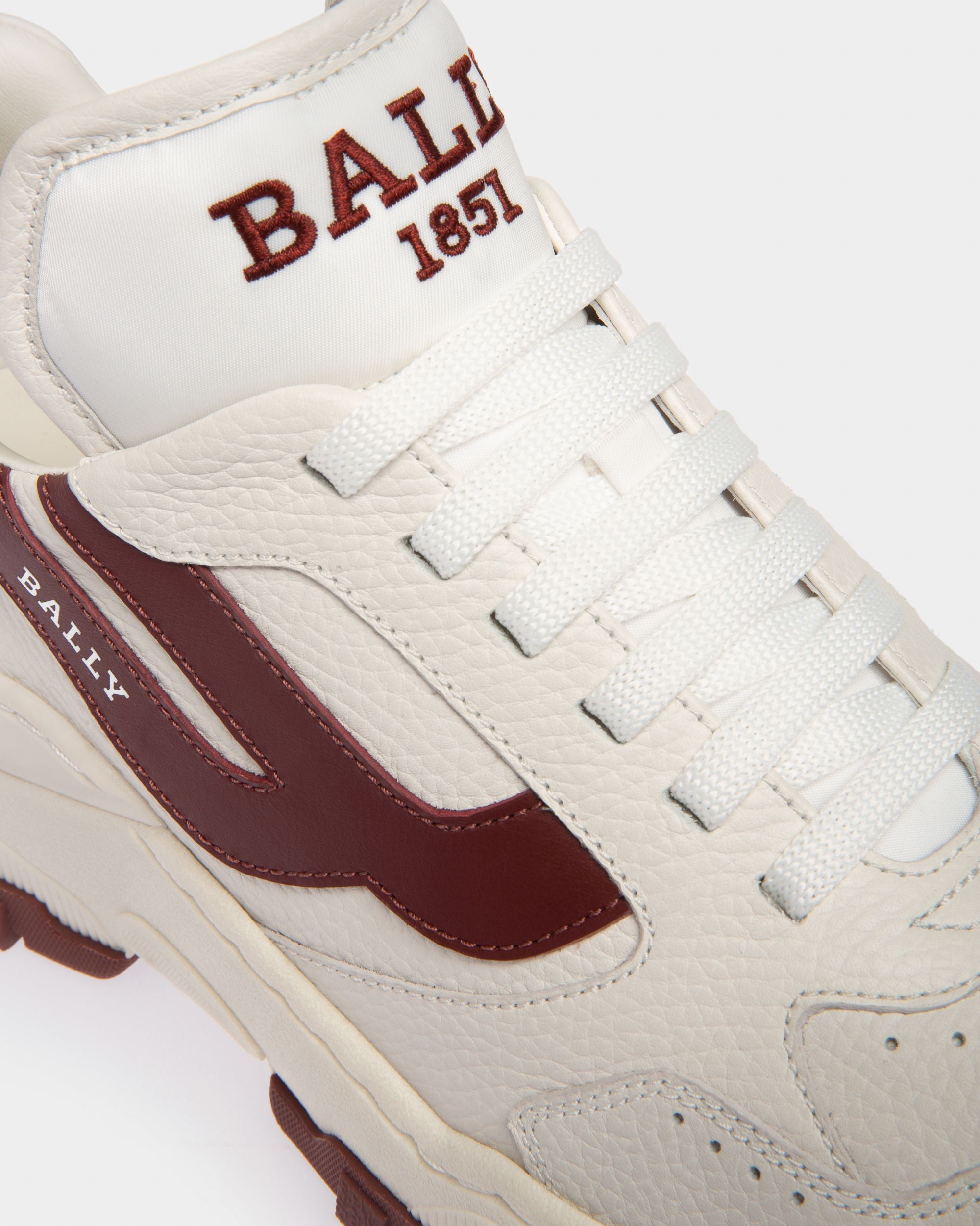 Holden Leather And Fabric Sneakers In White And Heritage Red - Women's - Bally - 06