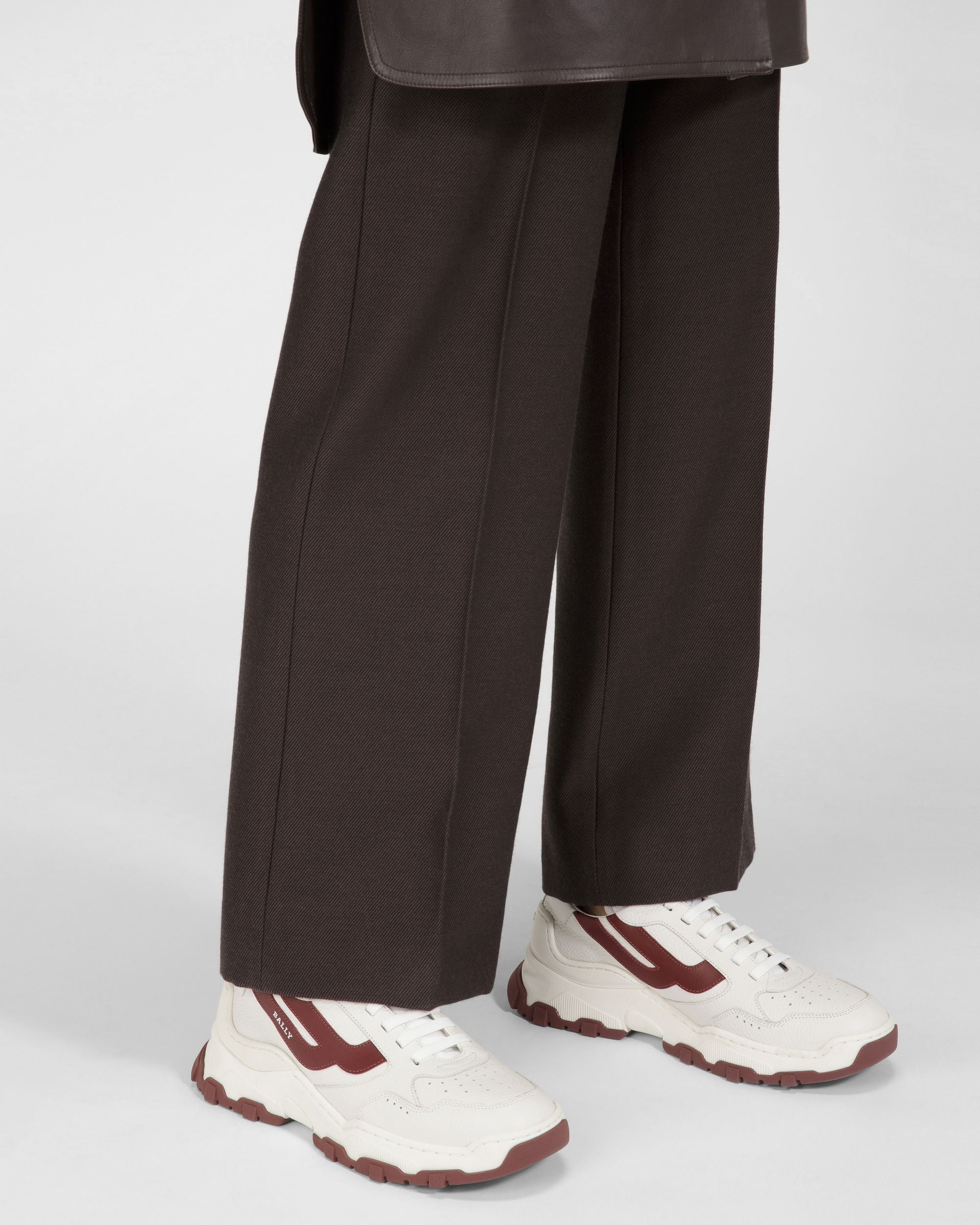 Holden Leather And Fabric Sneakers In White And Heritage Red - Women's - Bally - 07