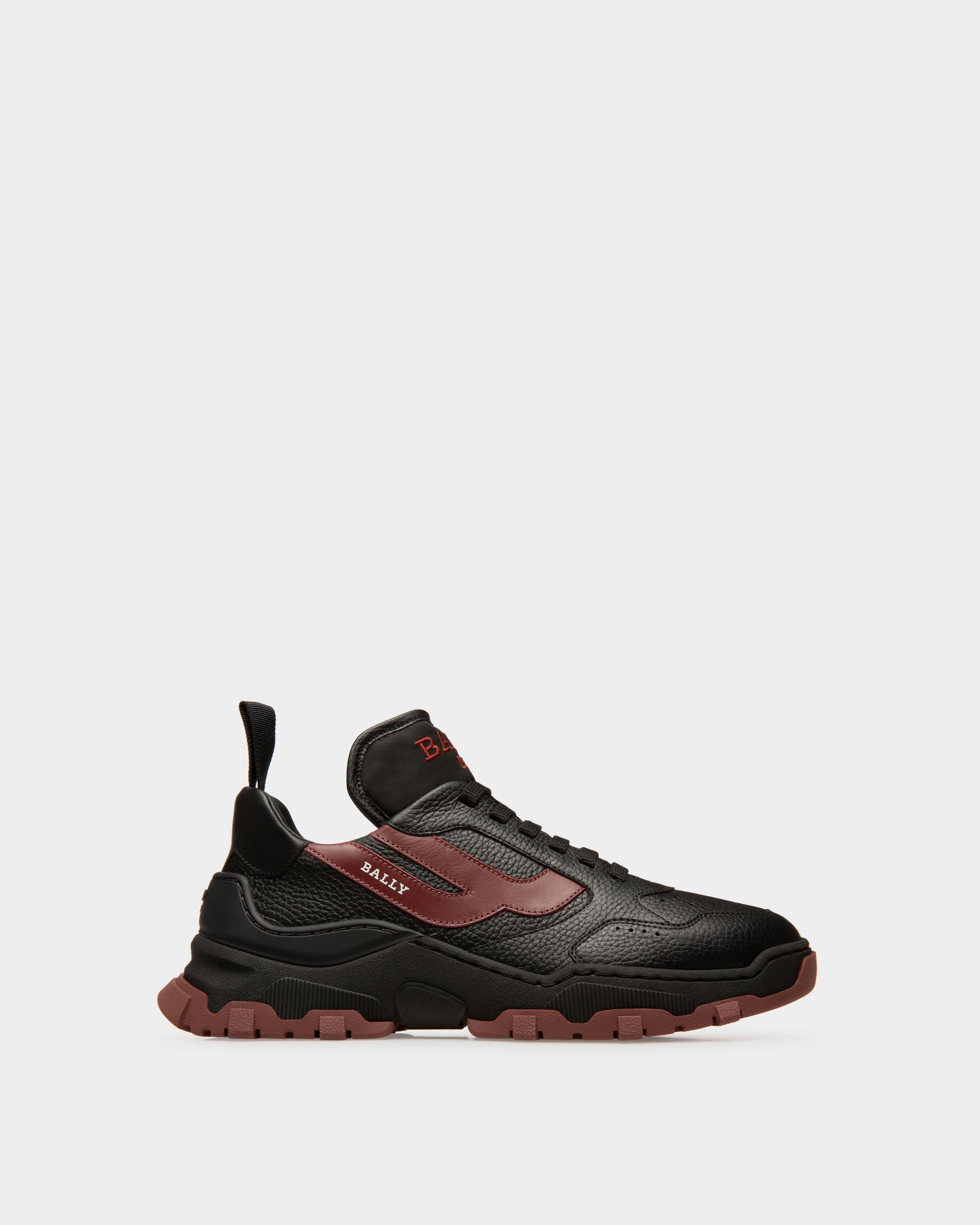 Holden Leather And Fabric Sneakers In Black And Heritage Red - Women's - Bally - 01