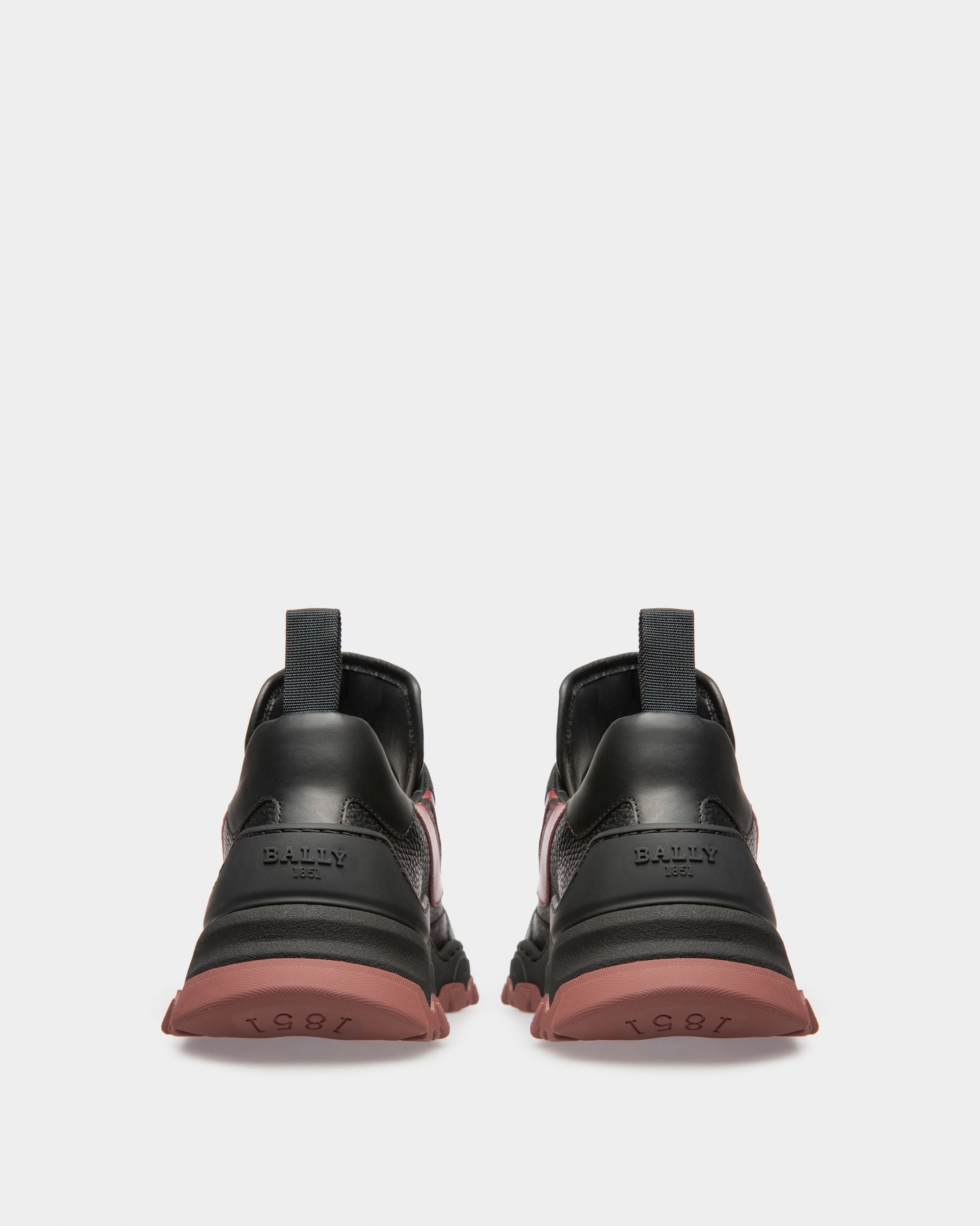 Holden Leather And Fabric Sneakers In Black And Heritage Red - Women's - Bally - 03