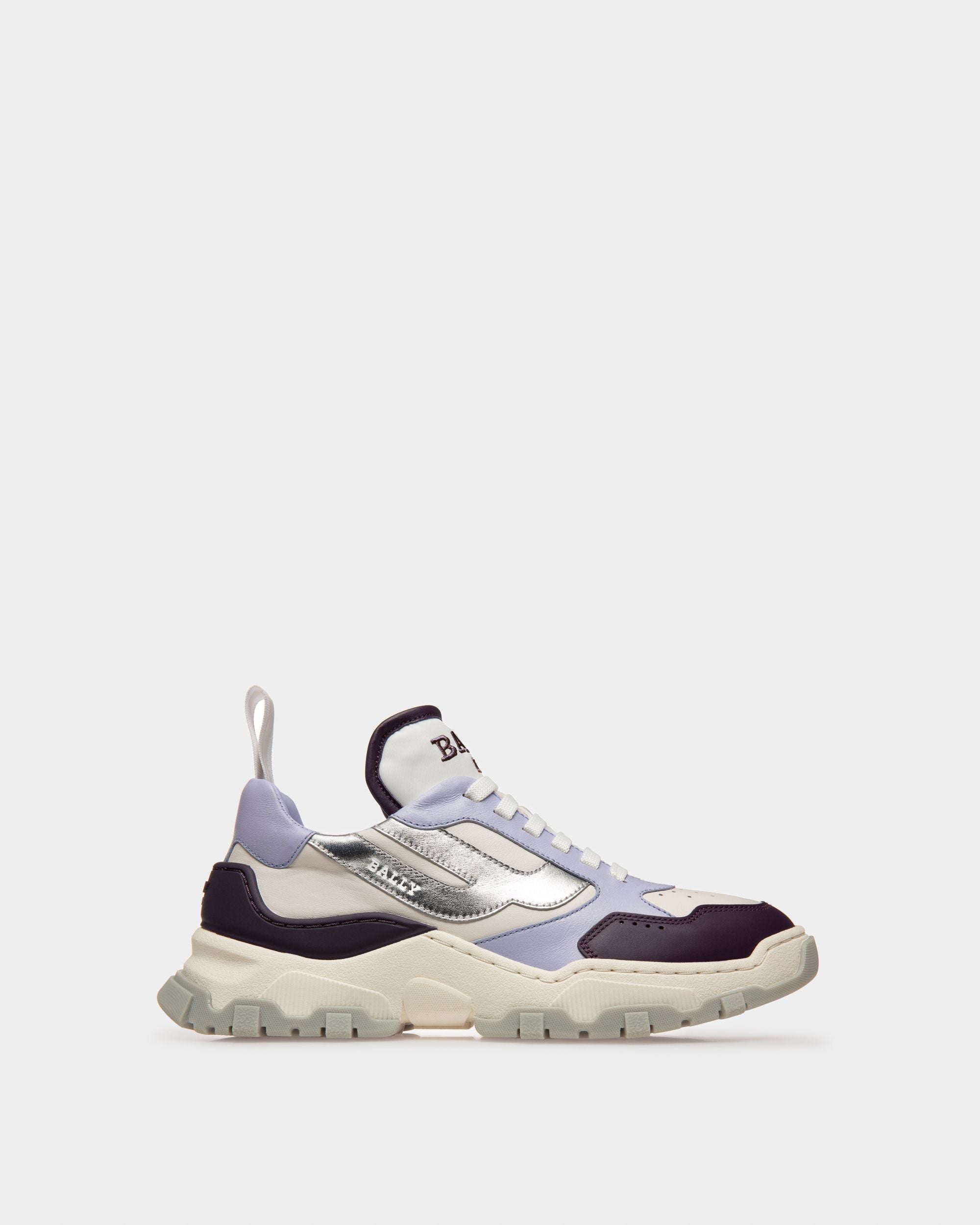 Holden Leather And Fabric Sneakers In Purple And White - Women's - Bally - 01