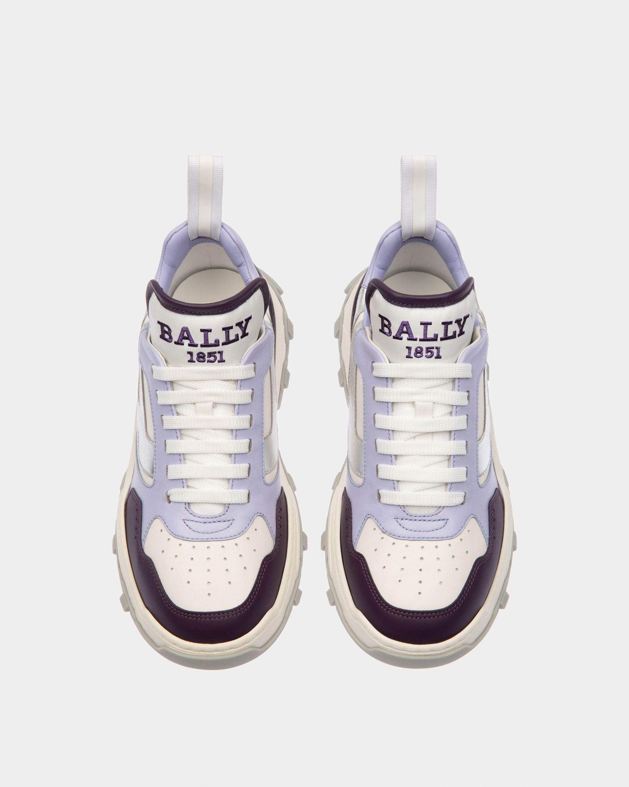 Holden Leather And Fabric Sneakers In Purple And White - Women's - Bally - 02