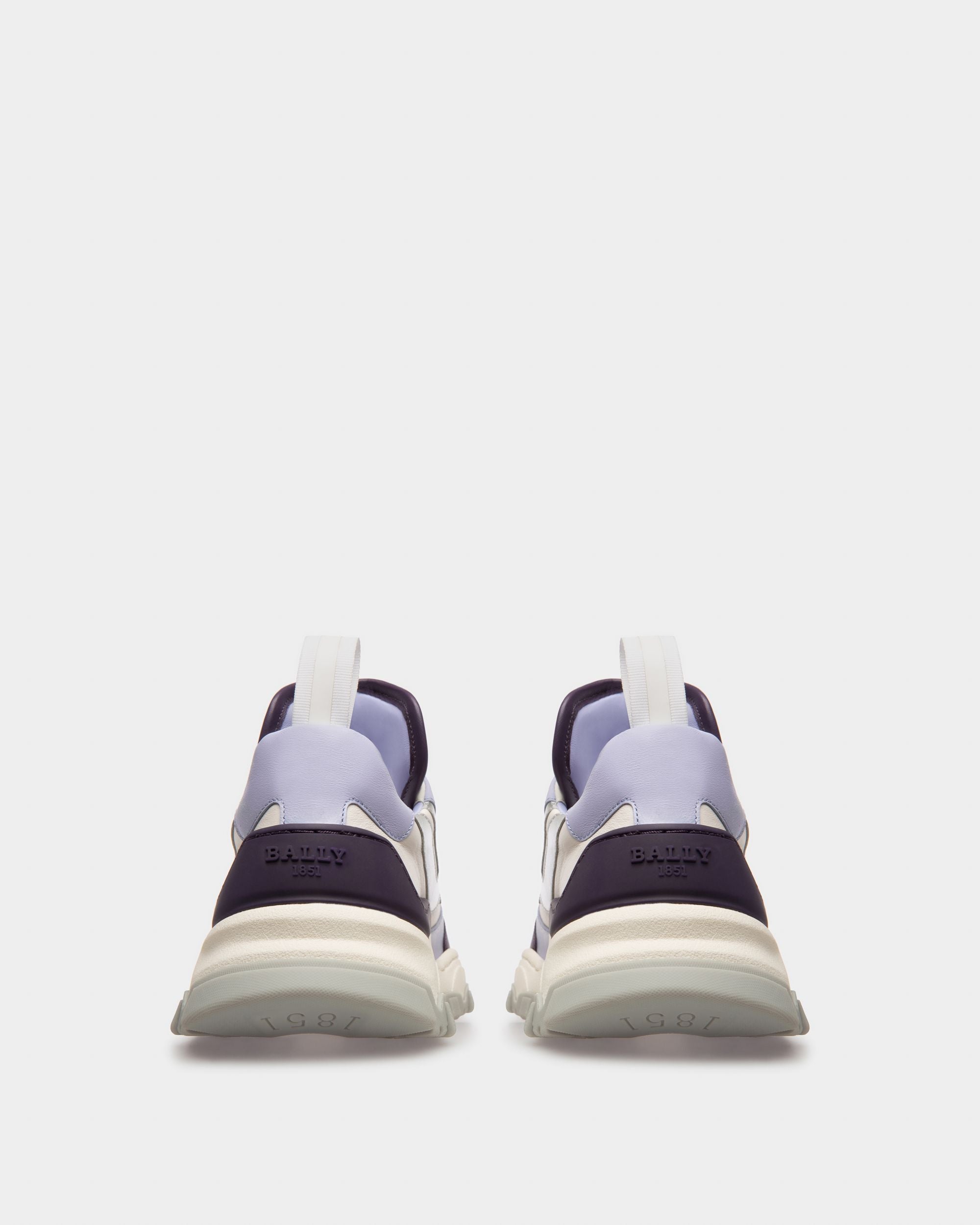 Holden Leather And Fabric Sneakers In Purple And White - Women's - Bally - 04