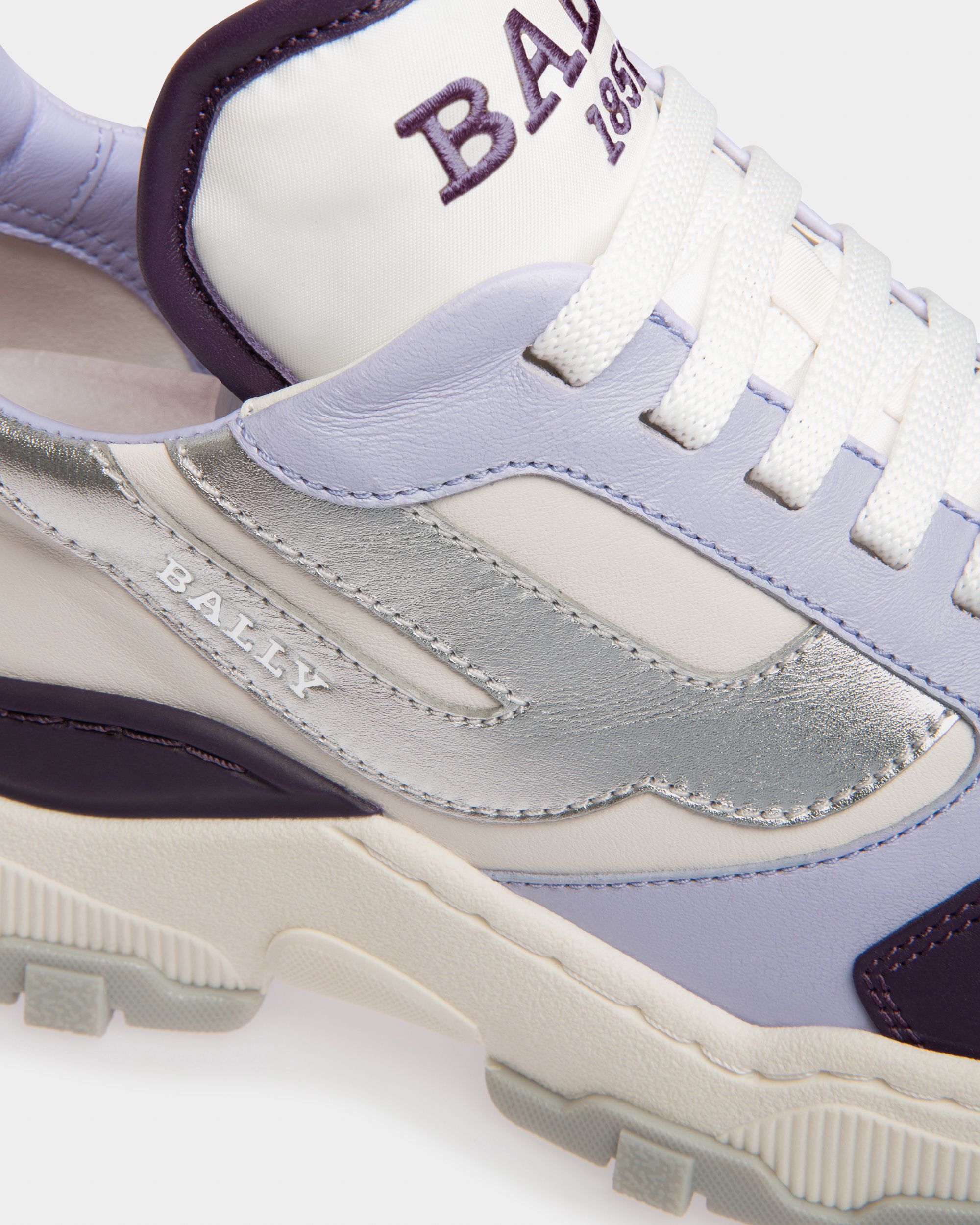 Holden Leather And Fabric Sneakers In Purple And White - Women's - Bally - 06