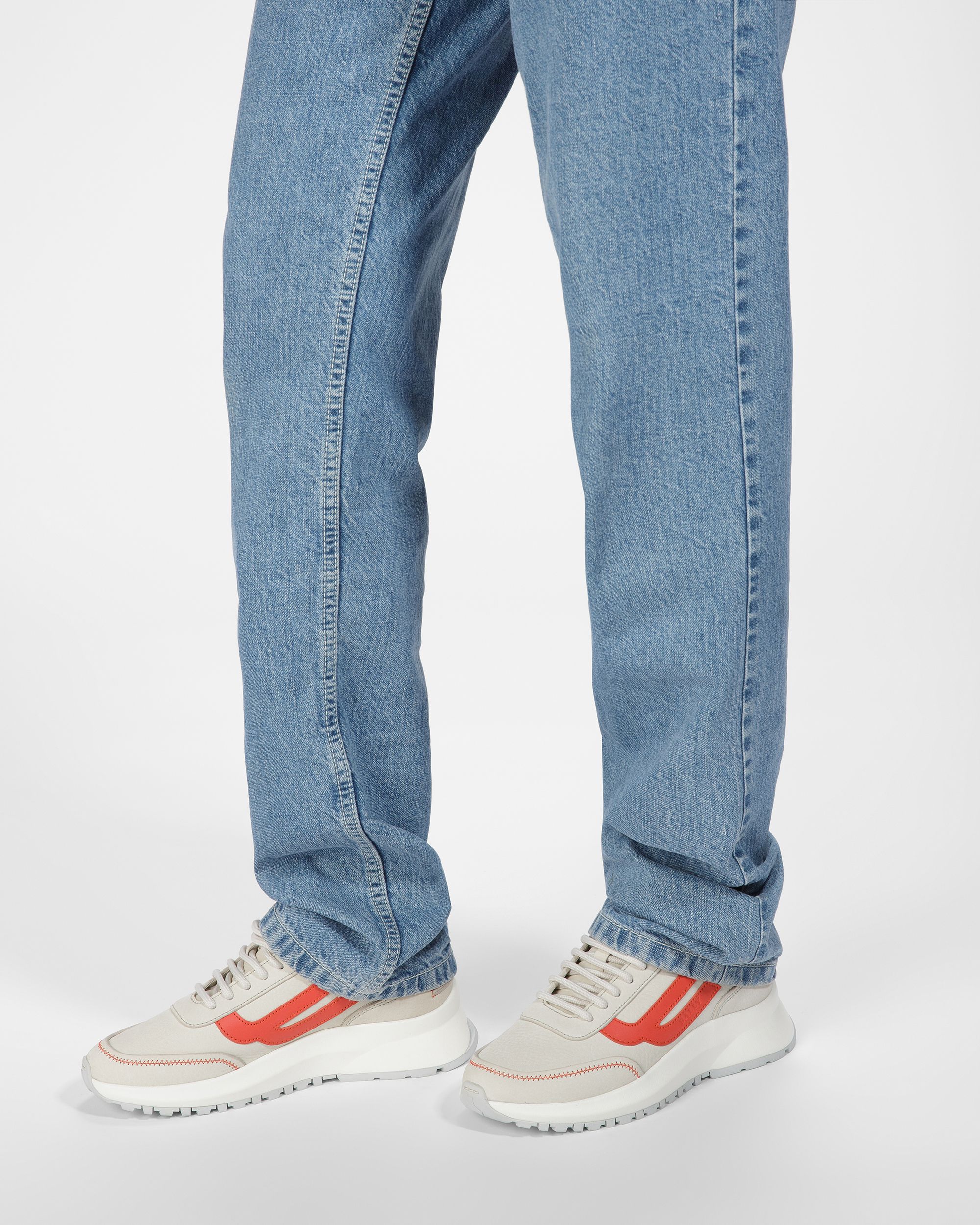 Darys Leather Sneakers In Dusty White And Orange - Women's - Bally - 07