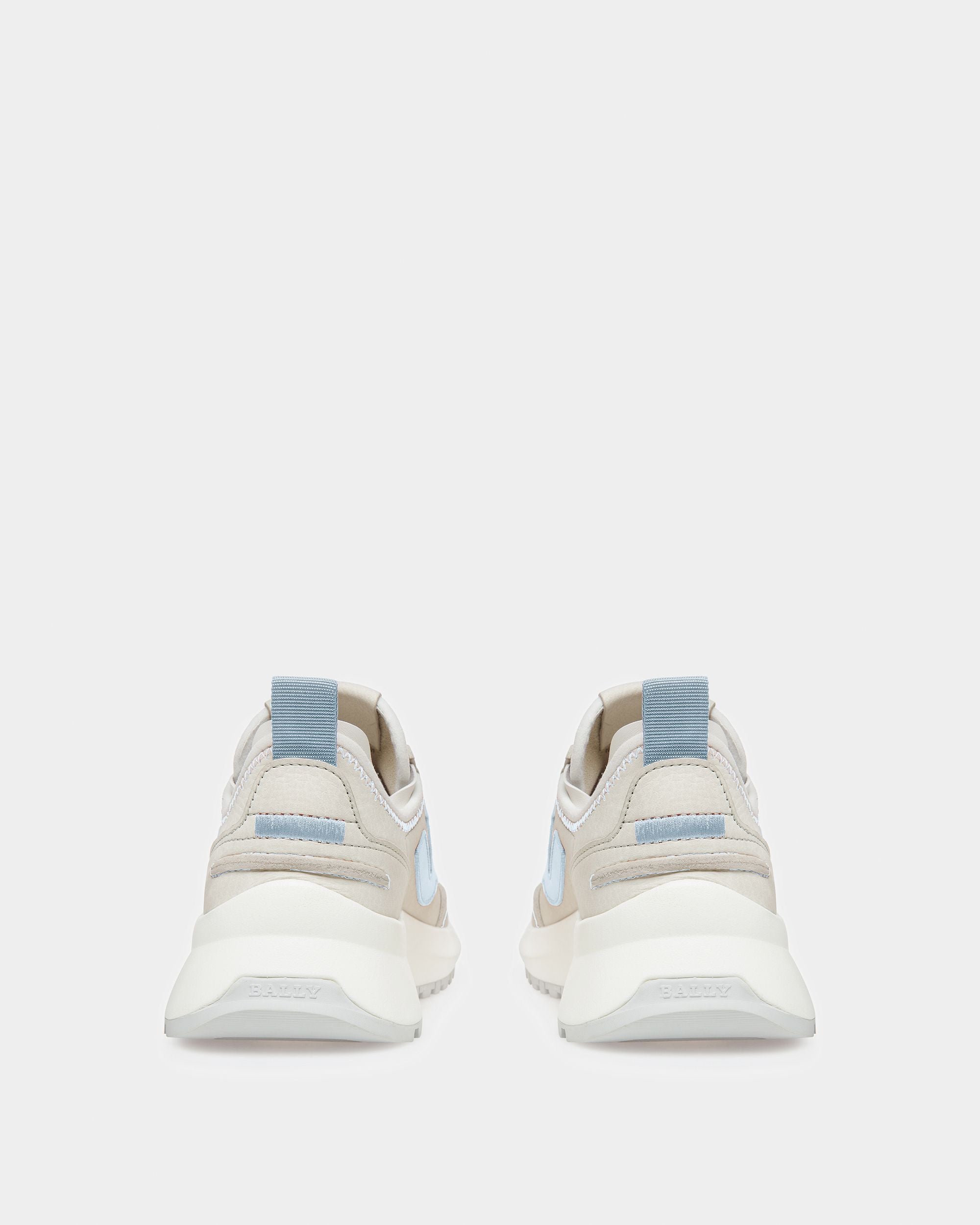 Darys Leather Sneakers In Dusty White And Light Blue - Women's - Bally - 02