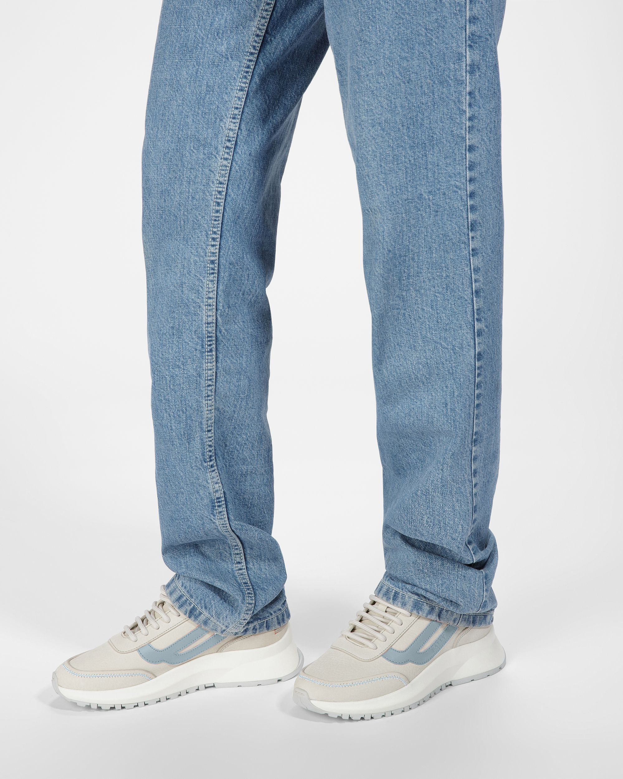 Darys Leather Sneakers In Dusty White And Light Blue - Women's - Bally - 05