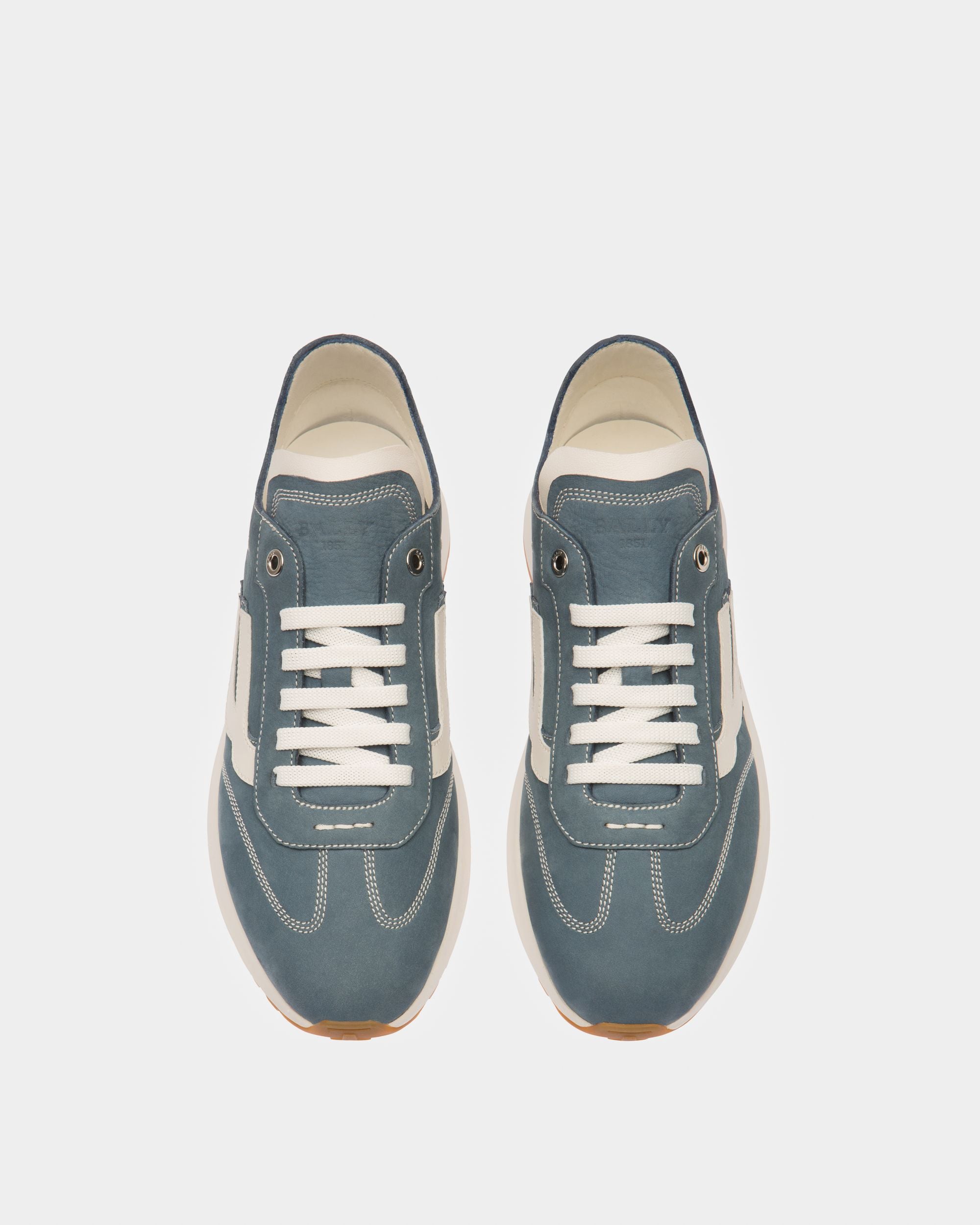 Demyl Leather Sneakers In Blue & White - Women's - Bally - 02