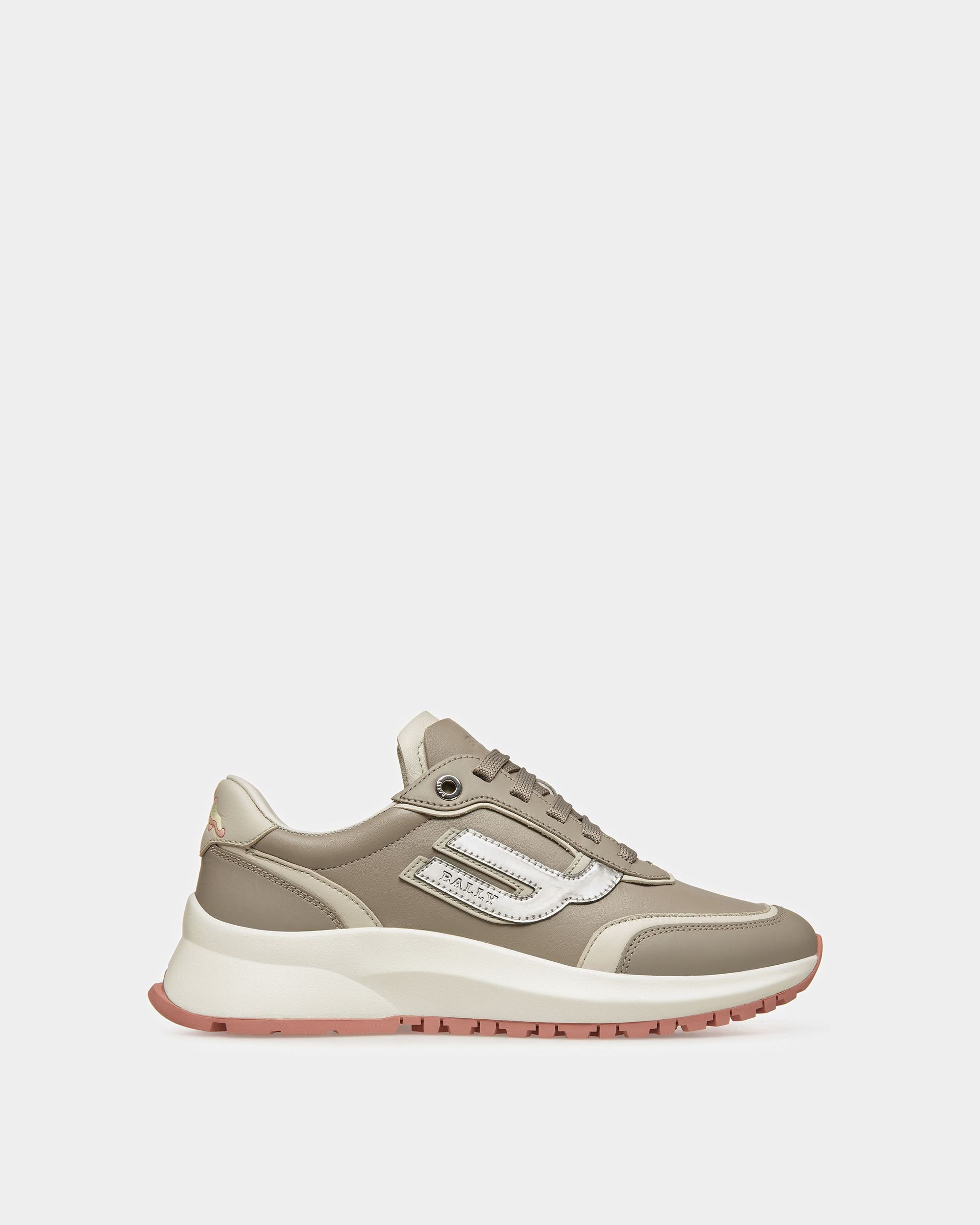 Demmy Leather Sneakers In Gray And Dusty White - Women's - Bally - 01