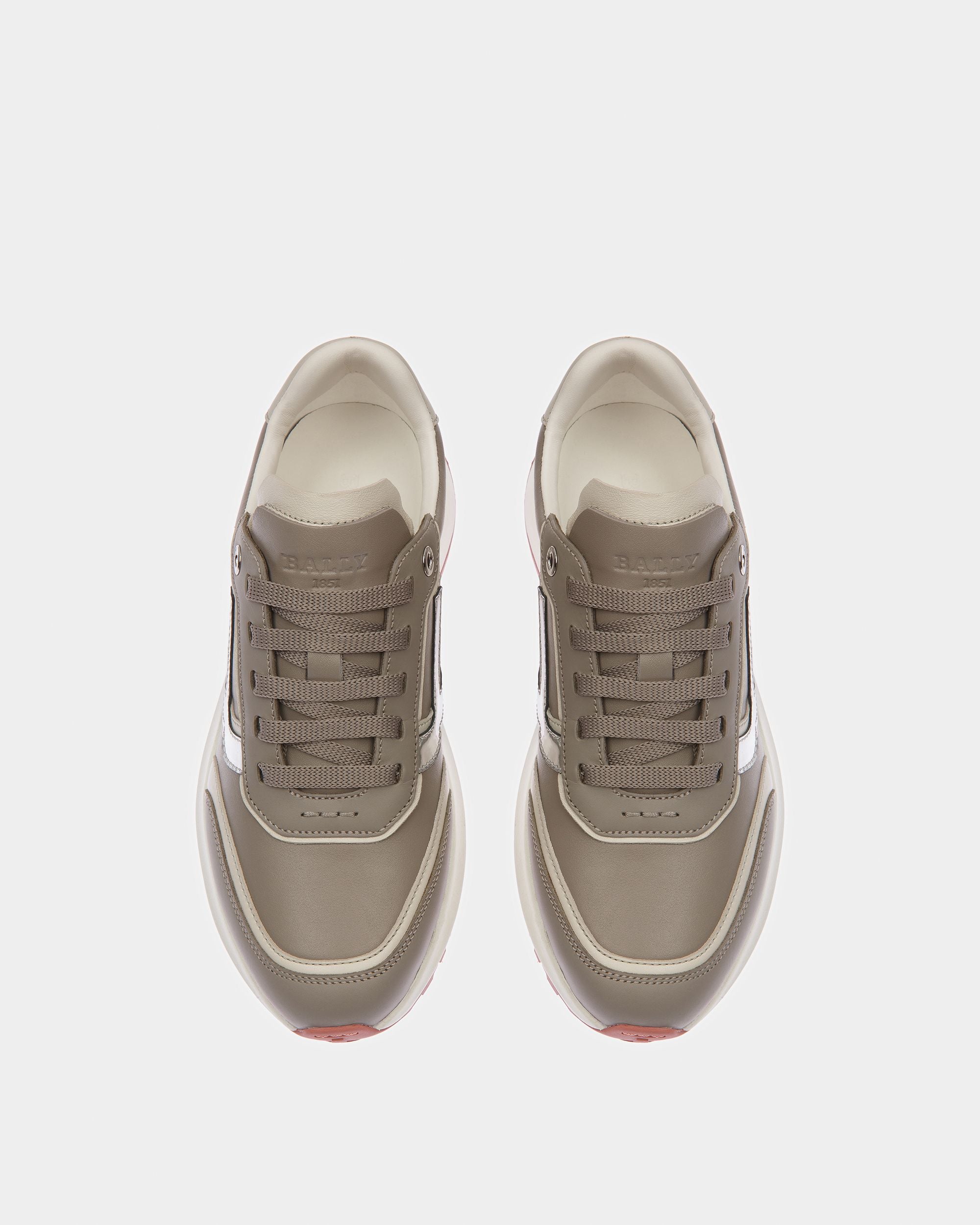 Demmy Leather Sneakers In Gray And Dusty White - Women's - Bally - 02