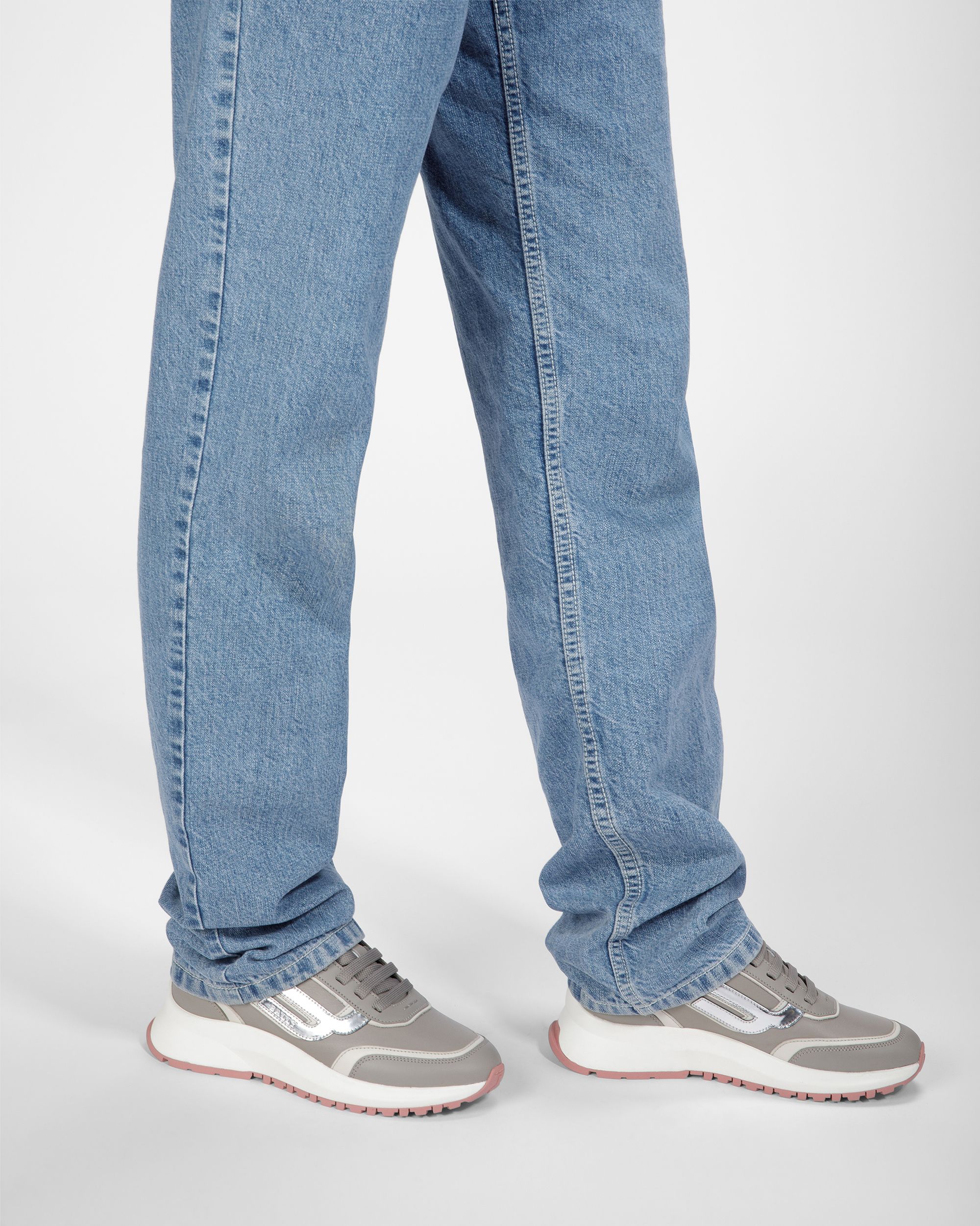 Demmy Leather Sneakers In Gray And Dusty White - Women's - Bally - 07