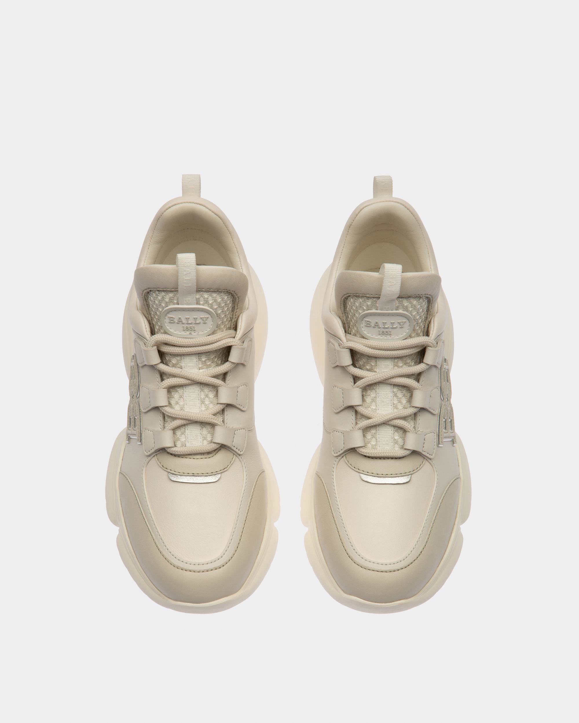Claires Leather Sneakers In Dusty White & White - Women's - Bally - 02