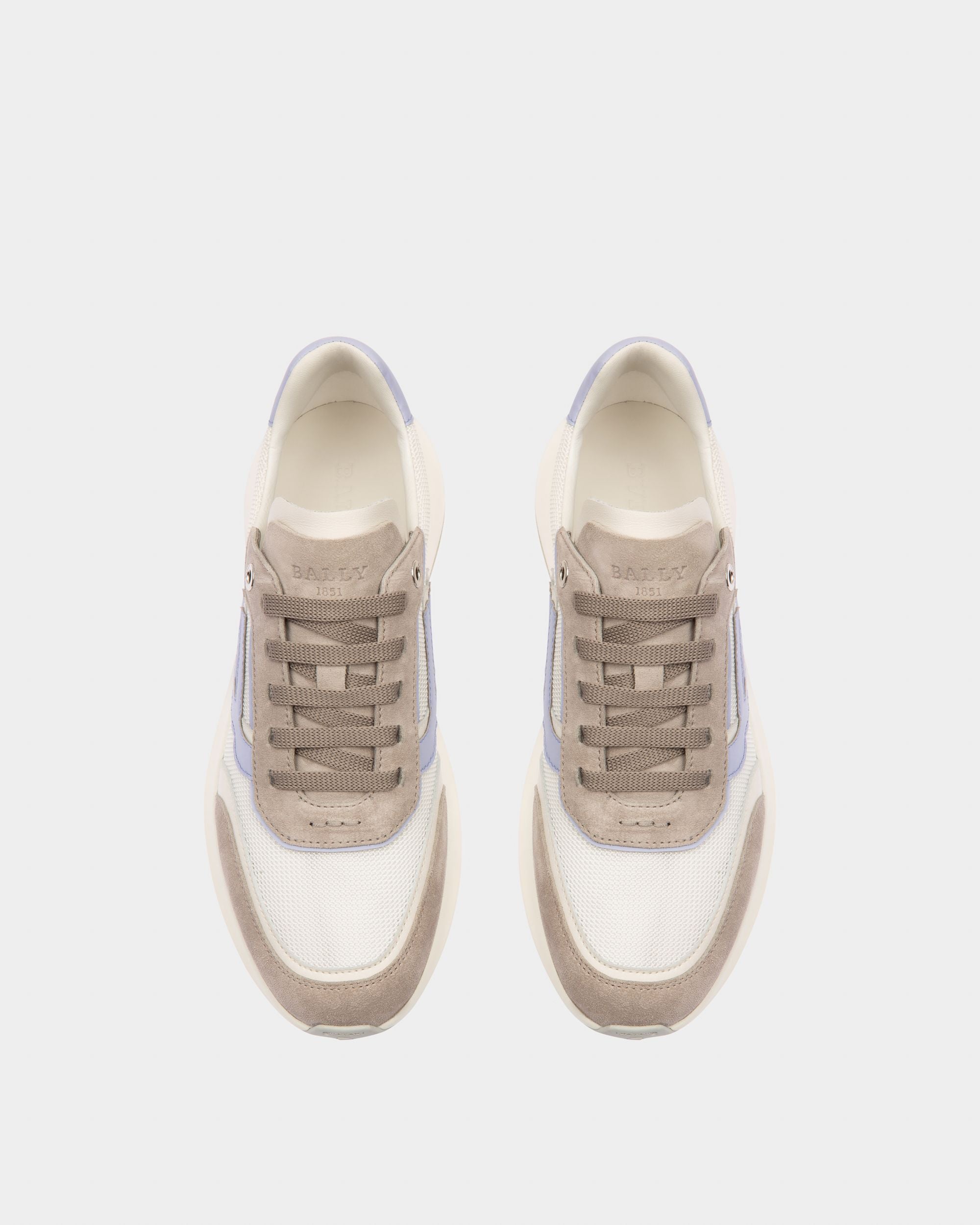 Demmy Mesh And Leather Sneakers In White And Grey - Women's - Bally - 02