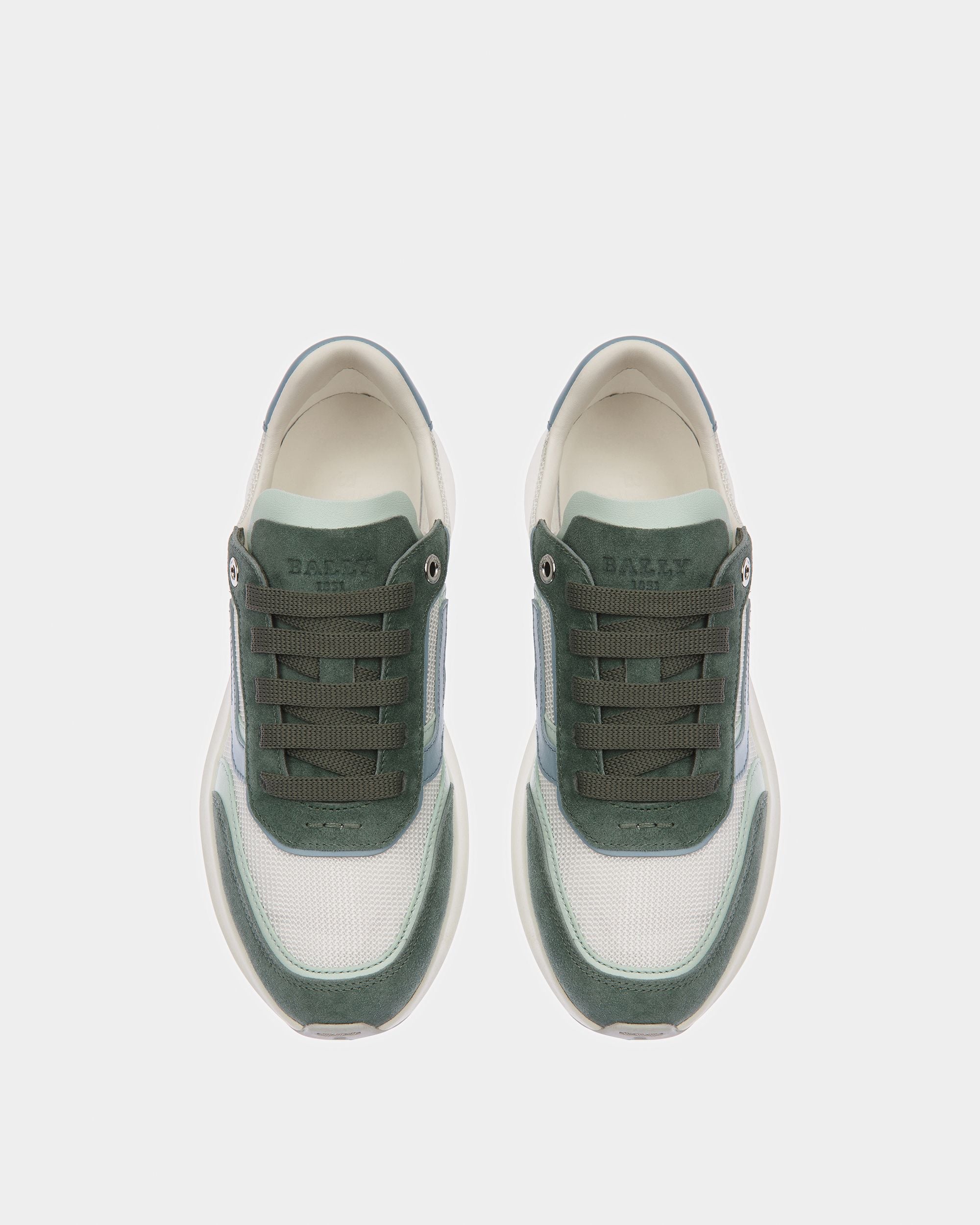 Demmy Leather And Fabric Sneakers In Sage - Women's - Bally - 02