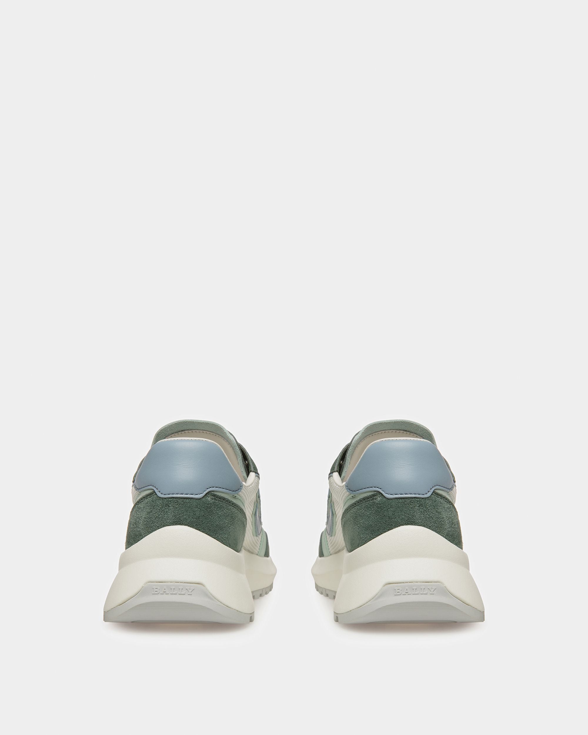 Demmy Leather And Fabric Sneakers In Sage - Women's - Bally - 04