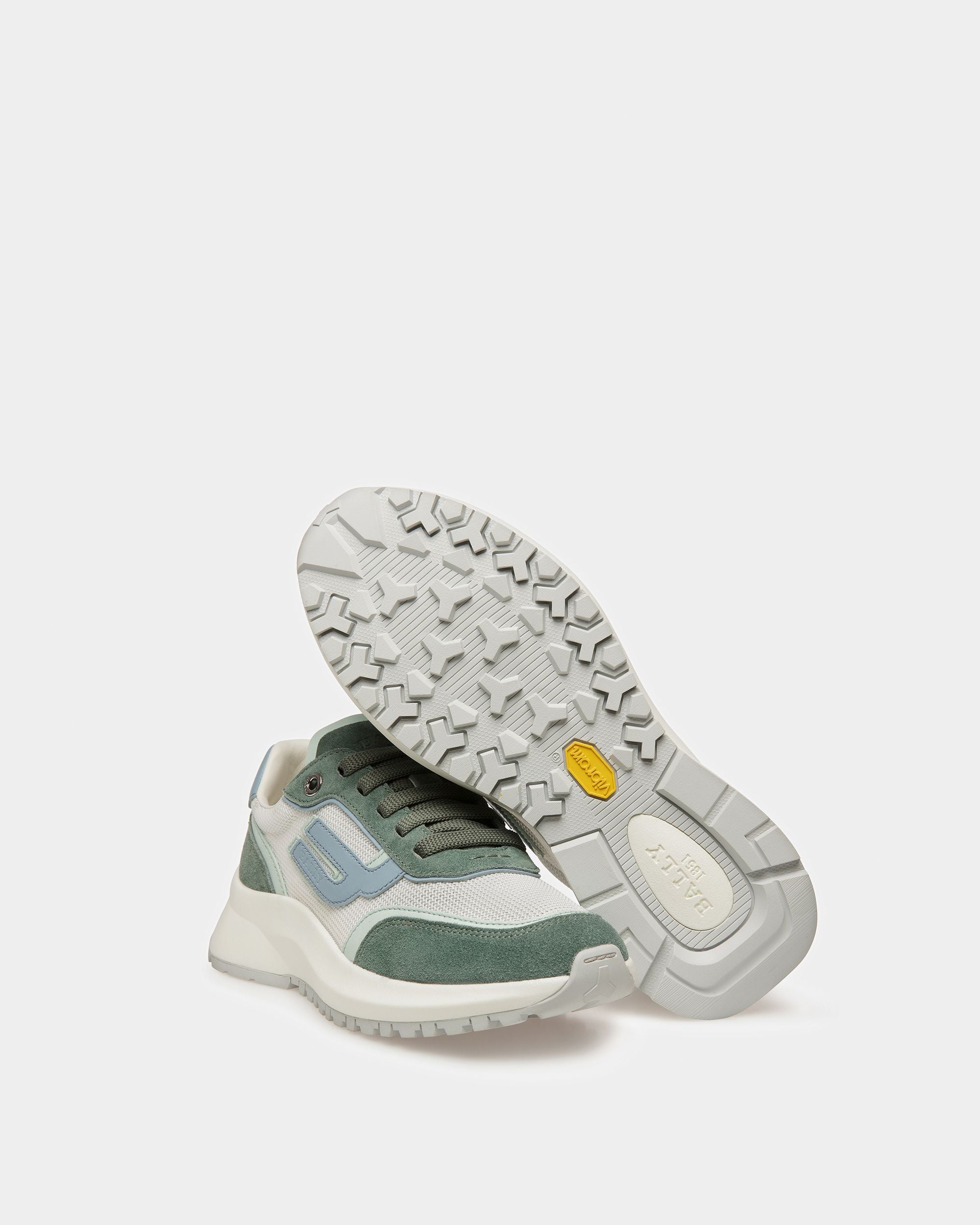 Demmy Leather And Fabric Sneakers In Sage - Women's - Bally - 05