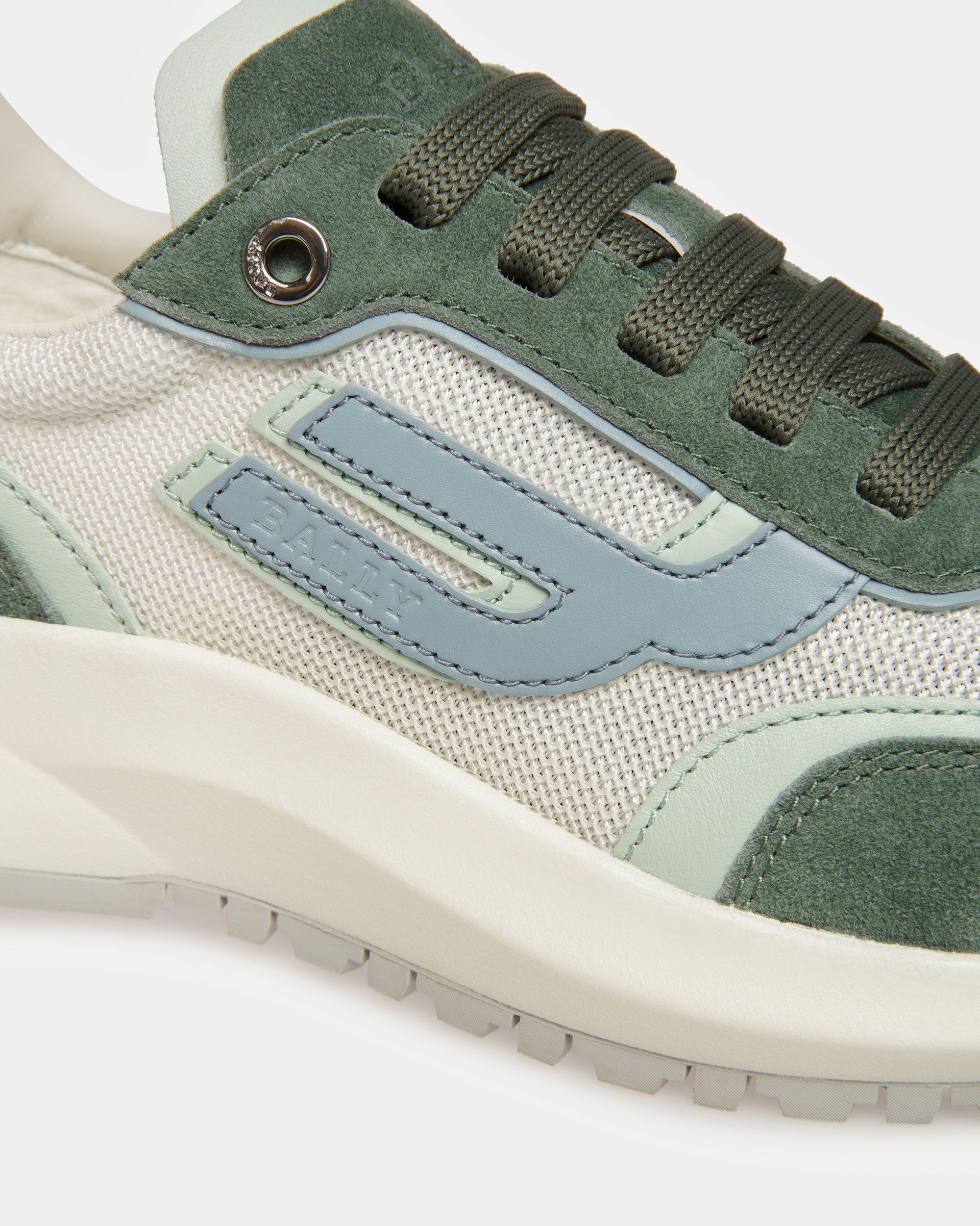 Demmy Leather And Fabric Sneakers In Sage - Women's - Bally - 06