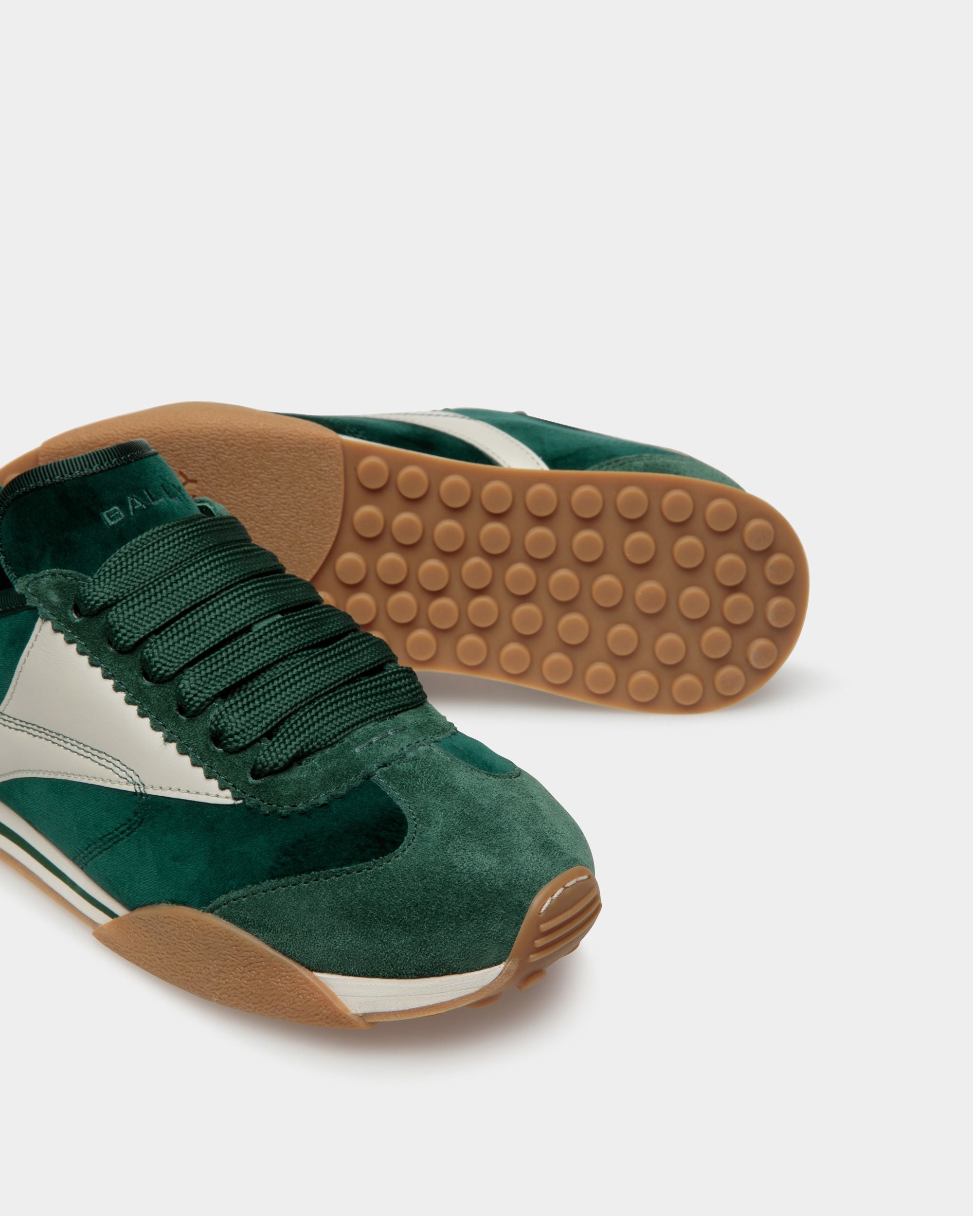 Sussex Sneakers In Peppermint And Dusty White Leather And Cotton - Women's - Bally - 04
