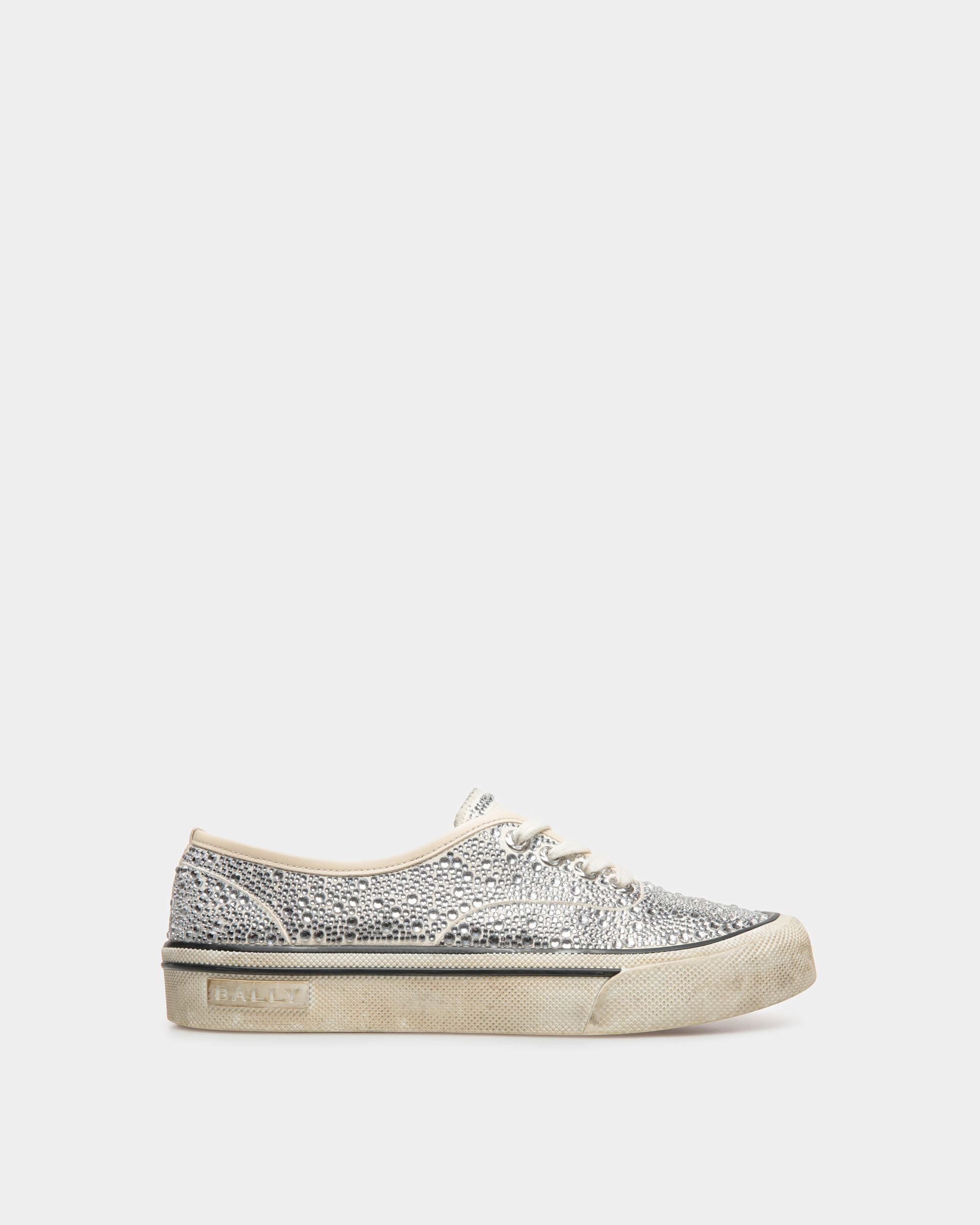 Lawren Sneakers In Bone Leather And Rhinestones - Women's - Bally - 01