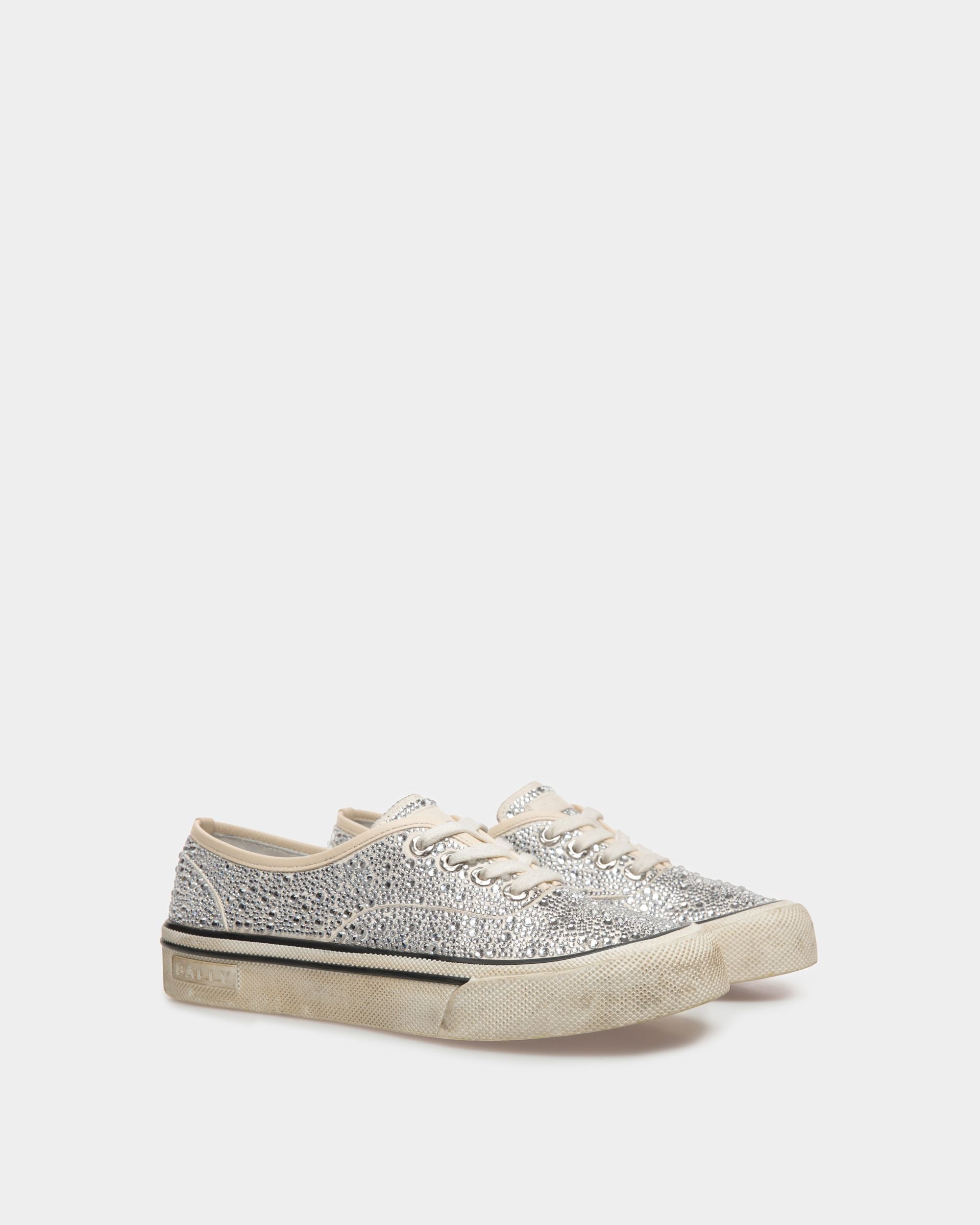 Lawren Sneakers In Bone Leather And Rhinestones - Women's - Bally - 03